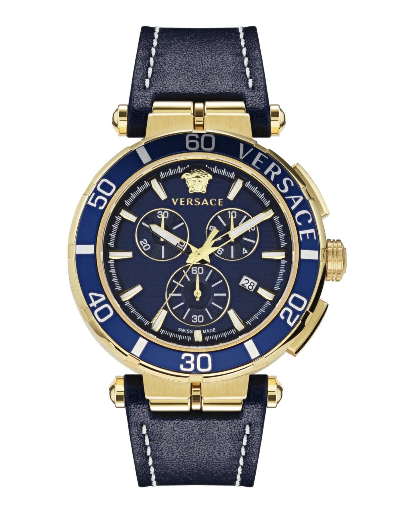 Versace Greca Chrono Leather Watch Product Image