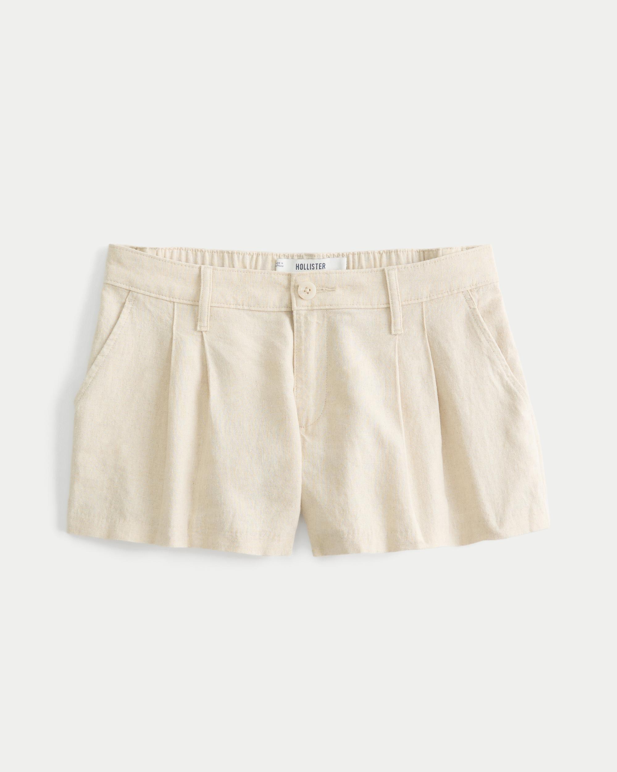 Hollister Livvy Low-Rise Linen-Blend Shorts 3" Product Image