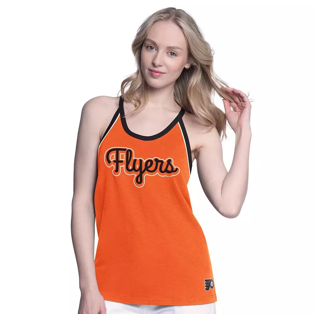Women's G-III 4Her by Carl Banks Orange Philadelphia Flyers Curveball Racerback Tank Top,  Product Image