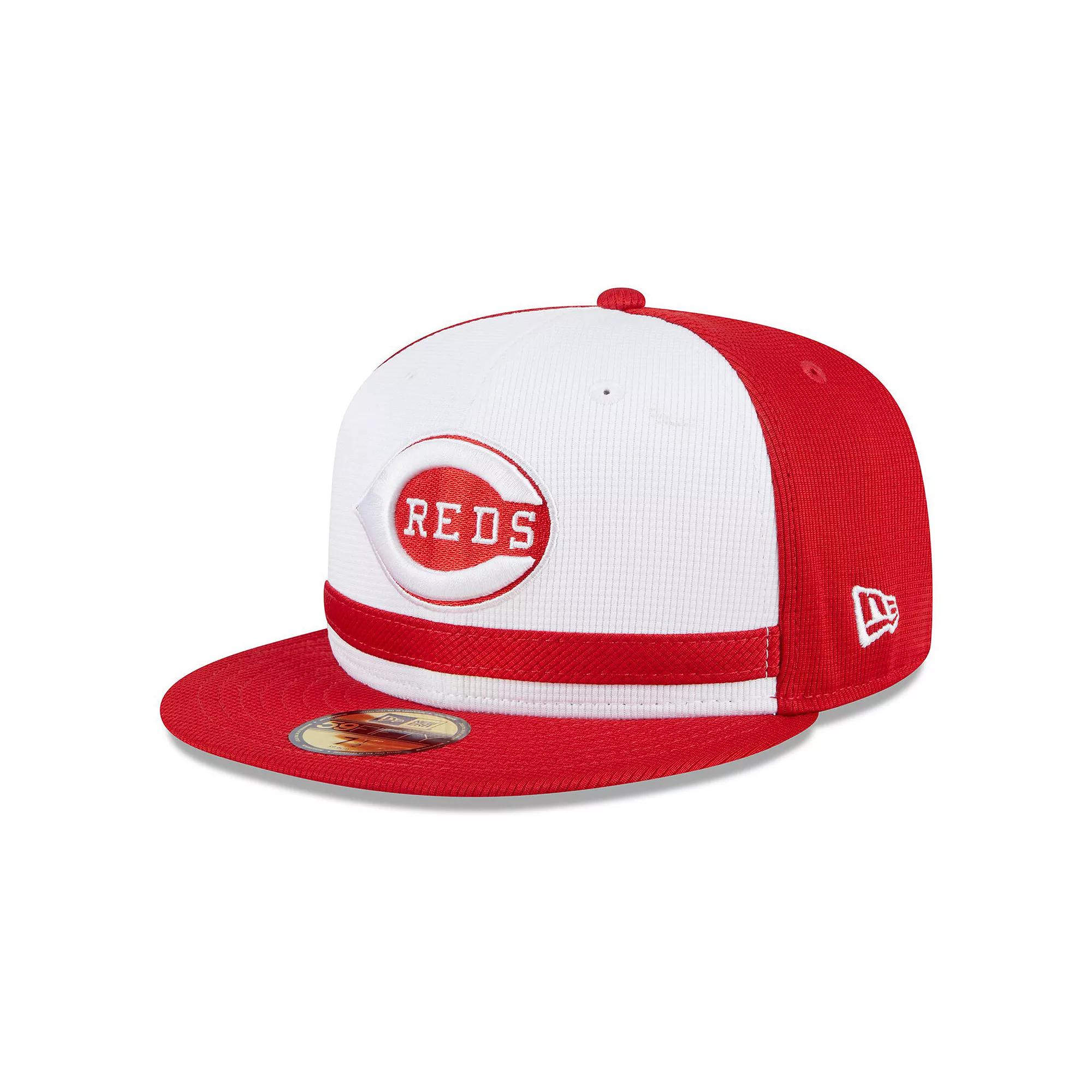 Men's New Era  White Cincinnati Reds 2024 Batting Practice 59FIFTY Fitted Hat, Size: 7 1/2, Red White Product Image