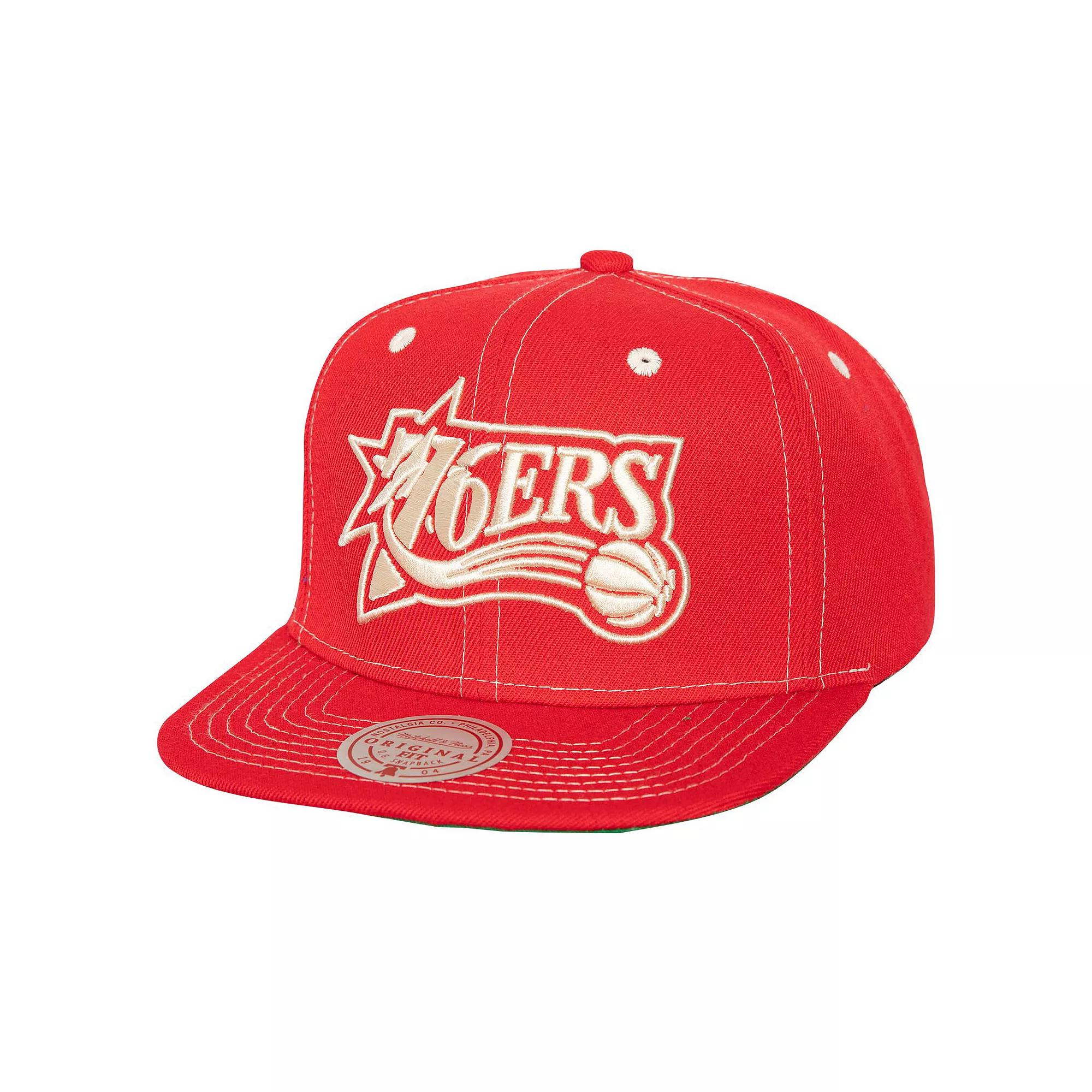 Men's Mitchell & Ness Red Philadelphia 76ers Energy Contrast Snapback Hat, 76r Red Product Image