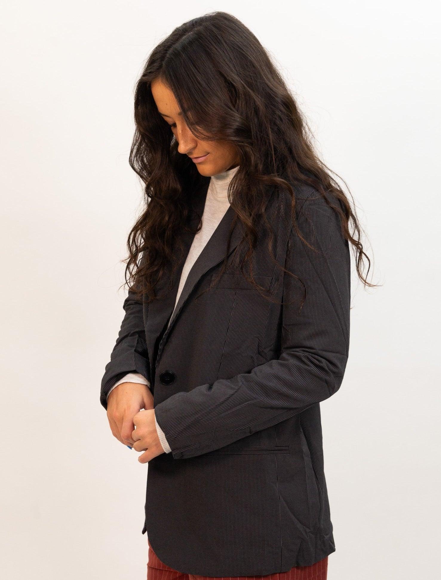 Wild Pony Pinstripe Suit Blazer - Black Product Image
