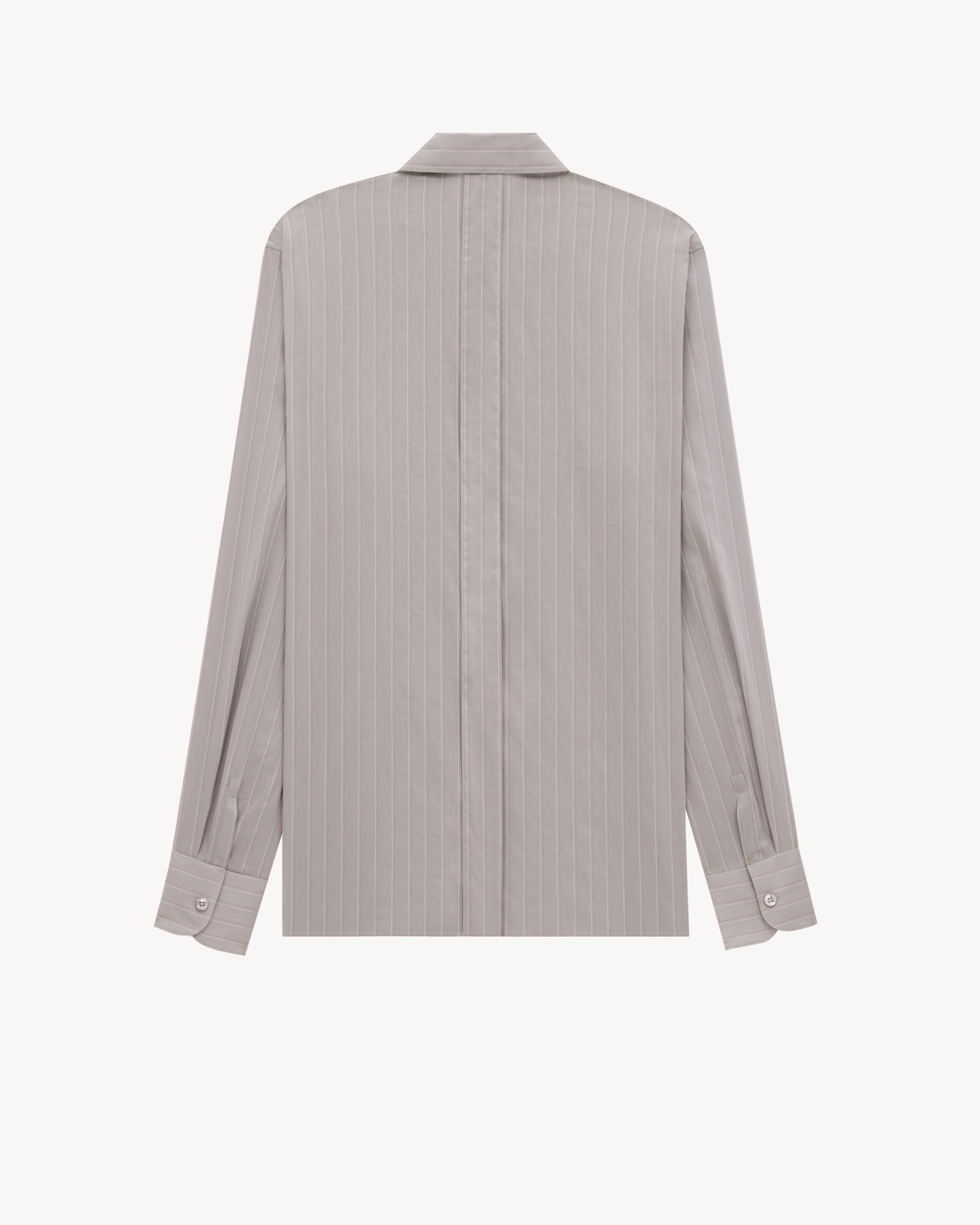 shirt in striped cotton and silk voile Product Image