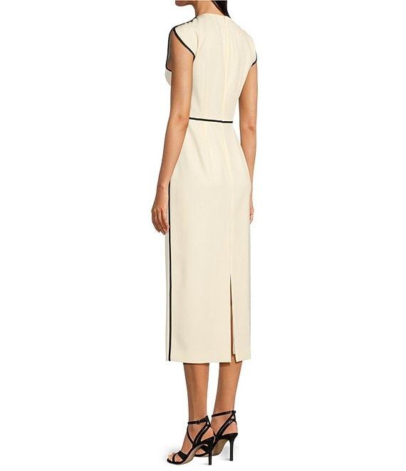 BOSS by Hugo Boss Detira Twill Round Neck Cap Sleeve Midi Dress Product Image
