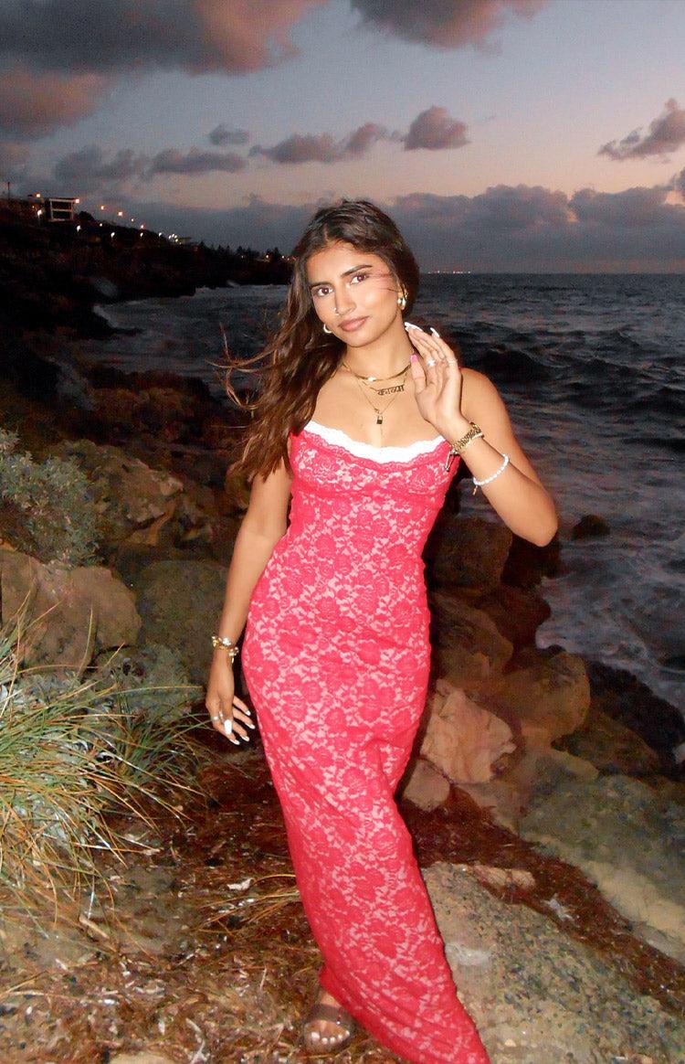 Kata Red Lace Maxi Dress Product Image