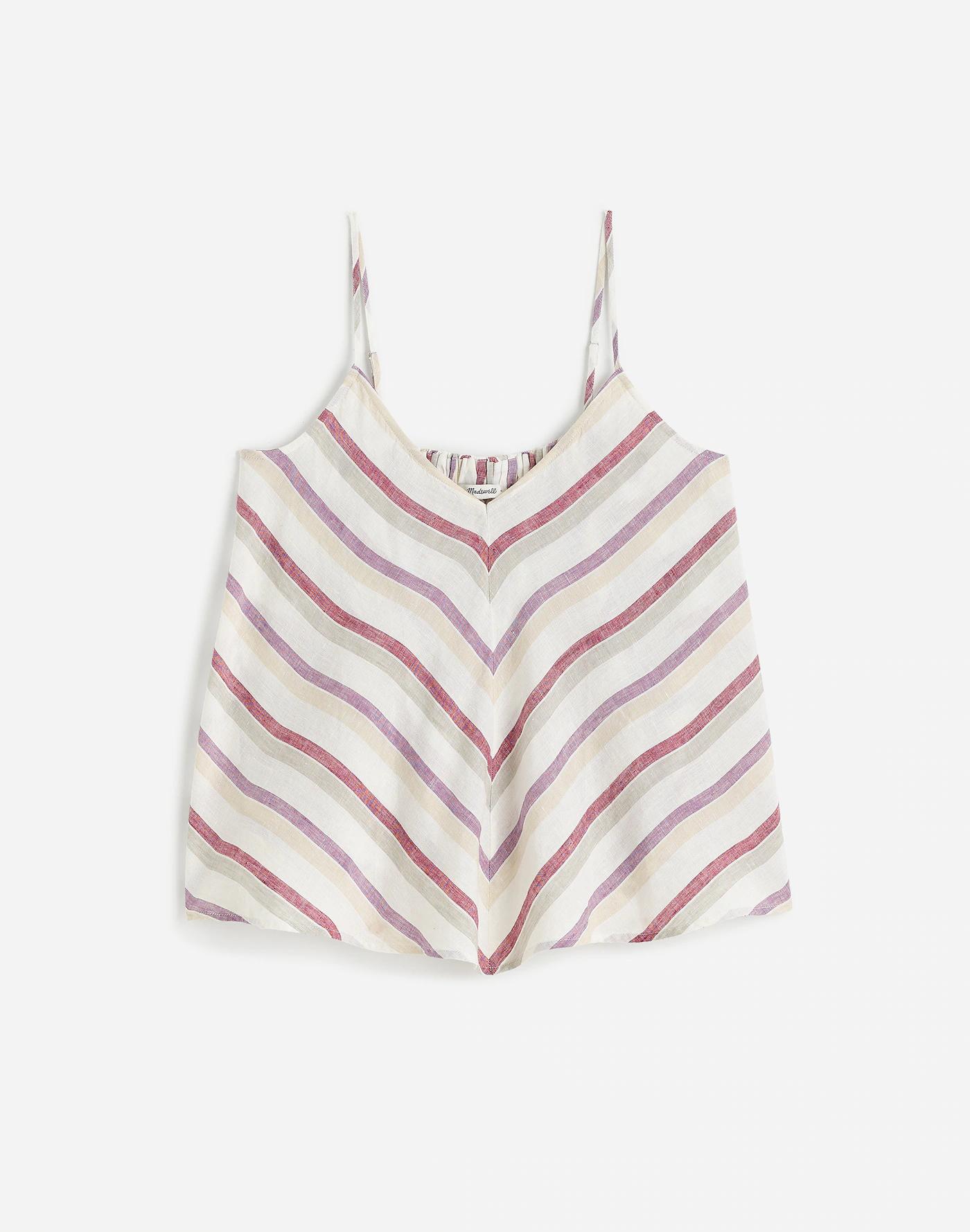 Linen V-Neck Tank in Stripe Product Image