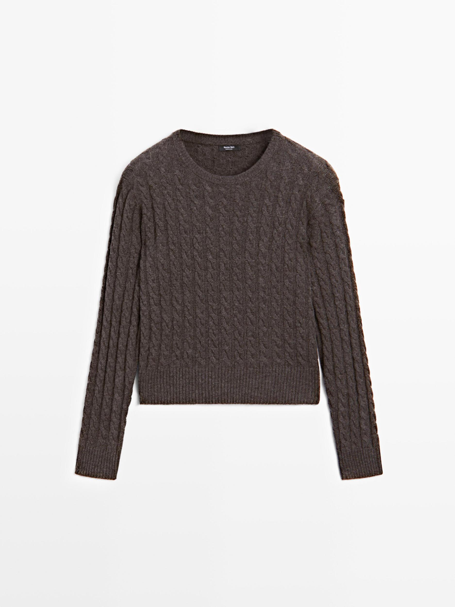 Wool blend cable-knit sweater Product Image