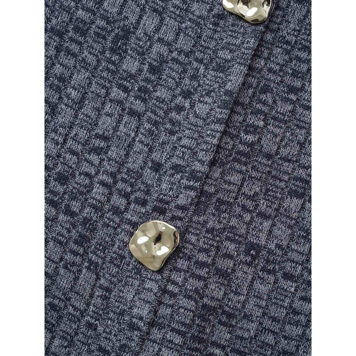 Plus Size Textured Buckle Detail Split Hem Dress Indigo Women At the Office Texture Shirt collar Long Sleeve Curvy BloomChic 30/6X Product Image