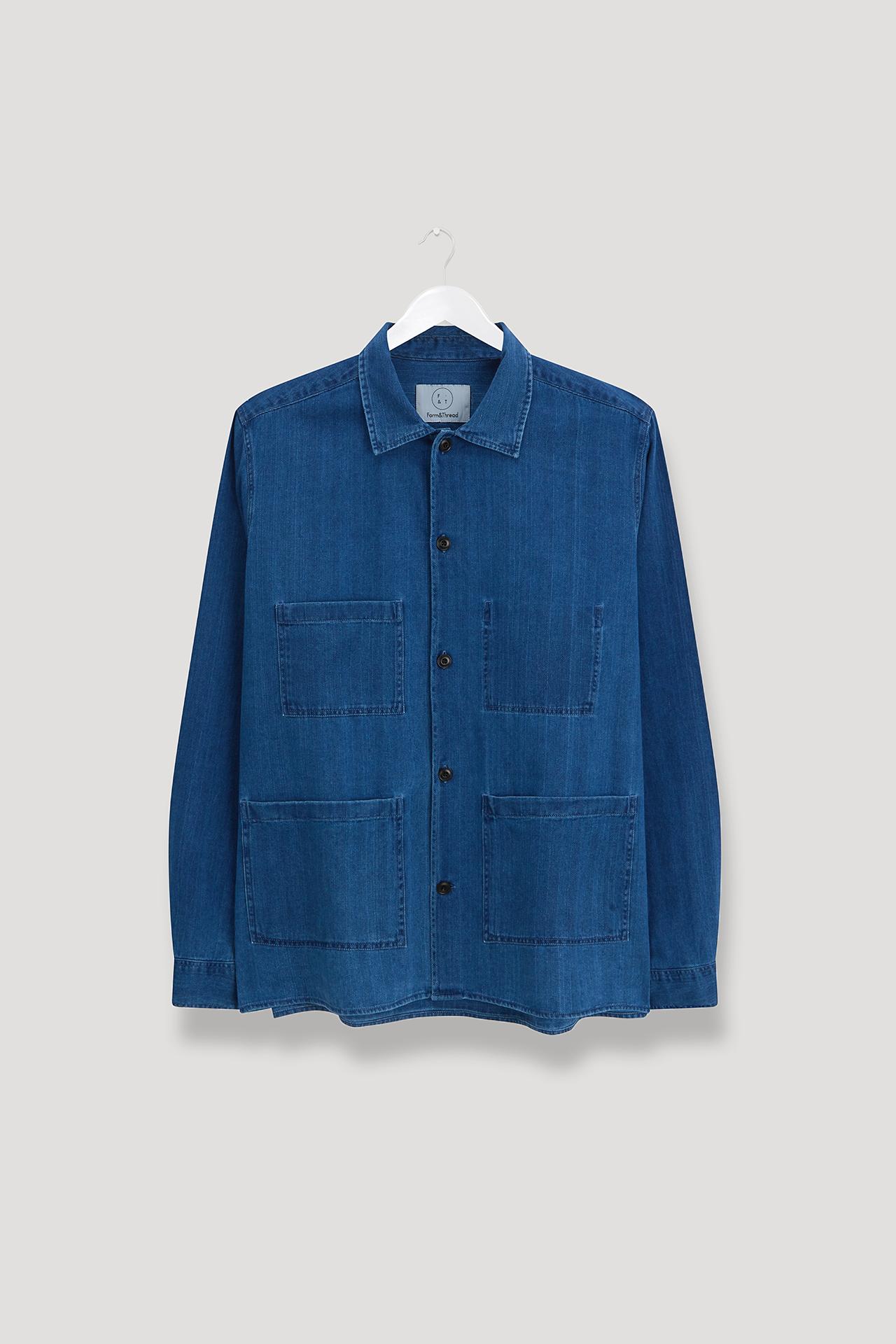 Indigo Herringbone Atelier Overshirt Product Image