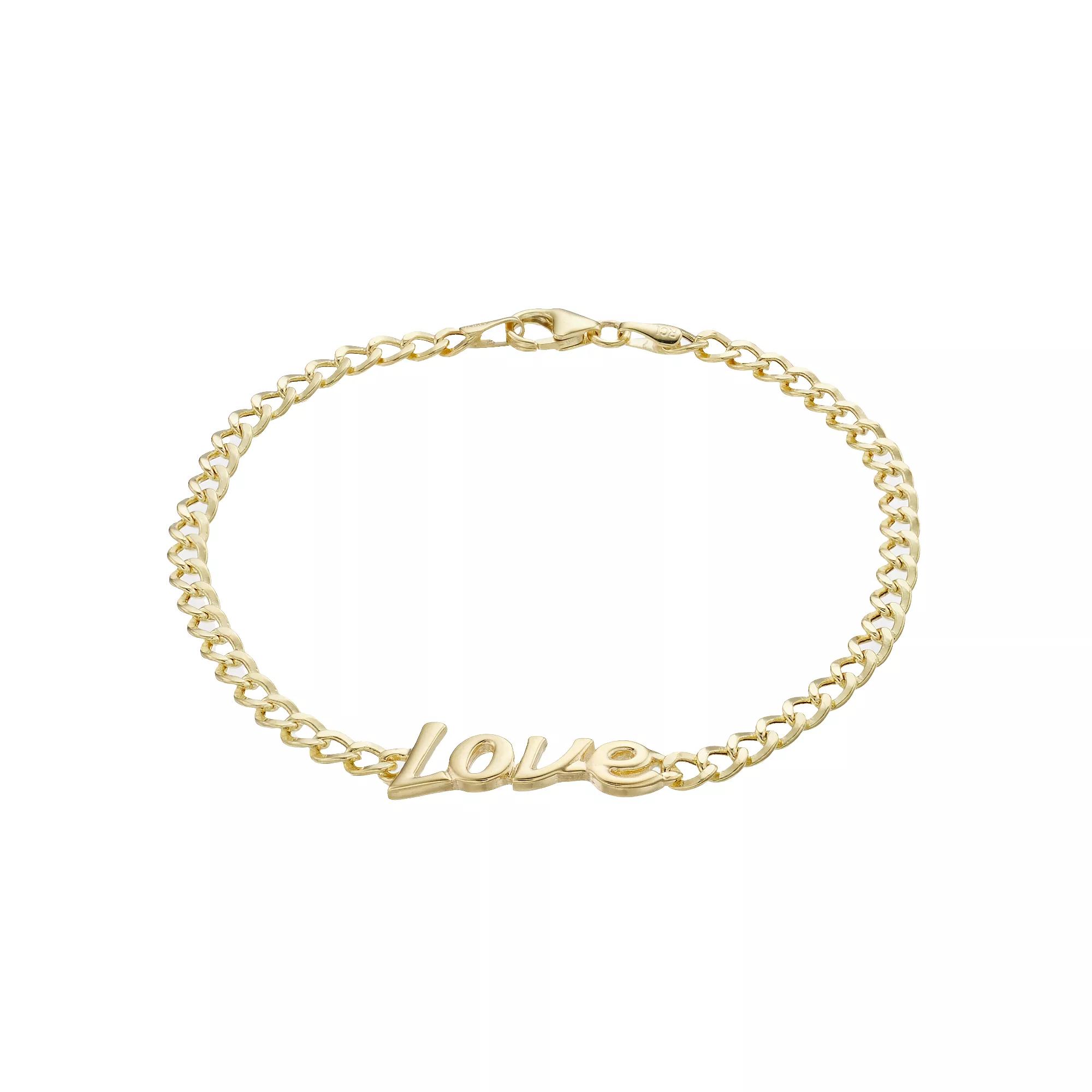 14k Gold Love Curb Chain Bracelet, Women's, Size: 7" Product Image