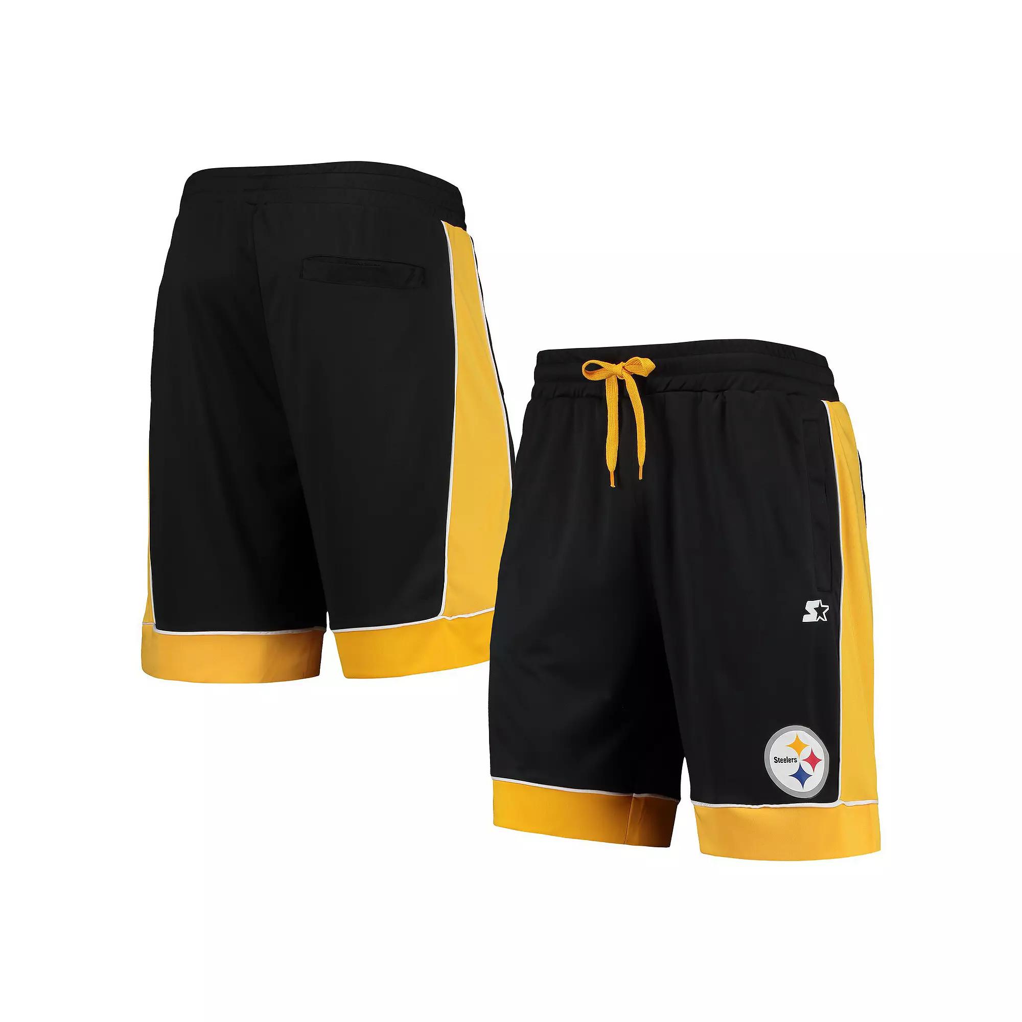 Men's Starter Black/Gold Pittsburgh Steelers Fan Favorite Fashion Shorts, Size: Medium Product Image
