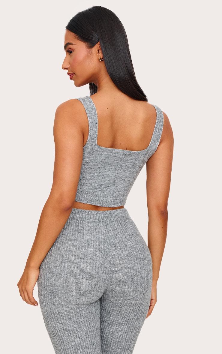 Petite Grey Marl Rib Knit Crop Top Product Image
