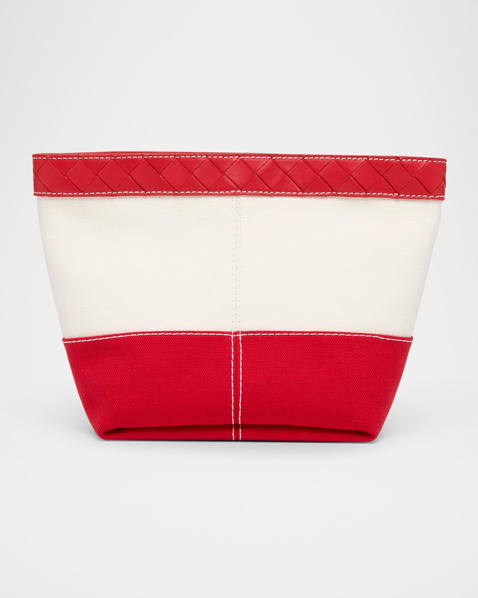 Leather-Trim Canvas Pouch Bag Product Image