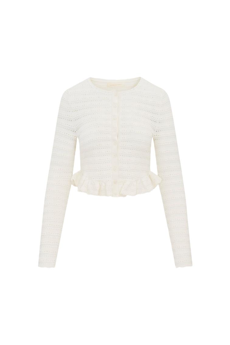 Rogan Pointelle Knit Cardigan - MORNING SKY Product Image