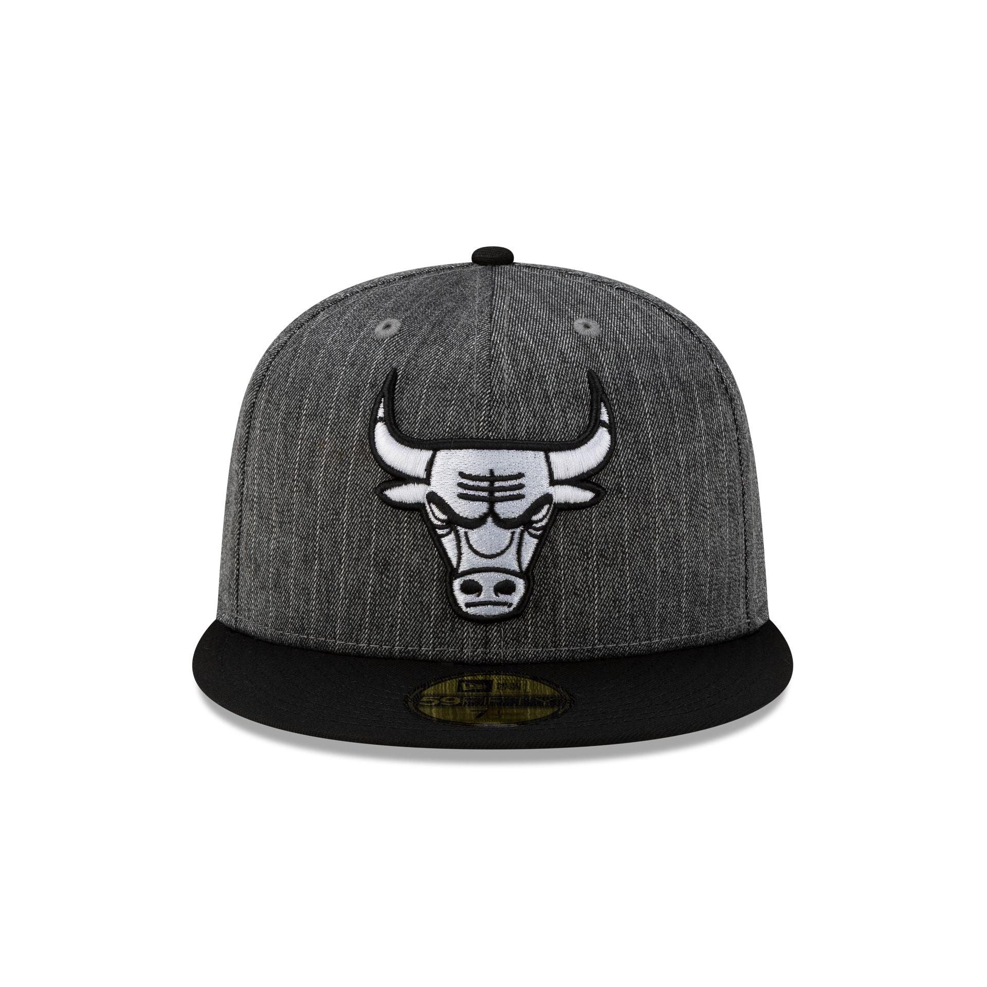 Just Caps Black Pinstripe Chicago Bulls 59FIFTY Fitted Hat Male Product Image