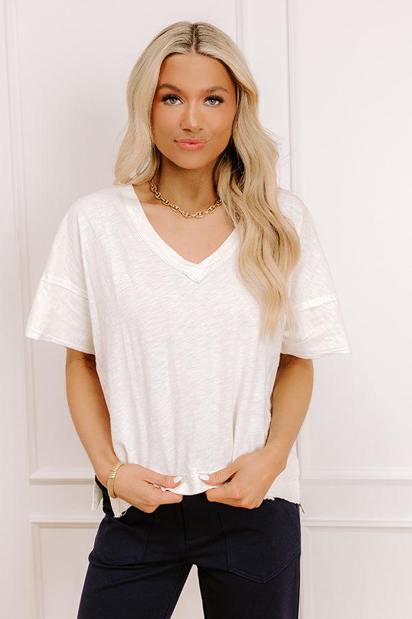 Keeping It Casual Heathered Tee in Cream Product Image