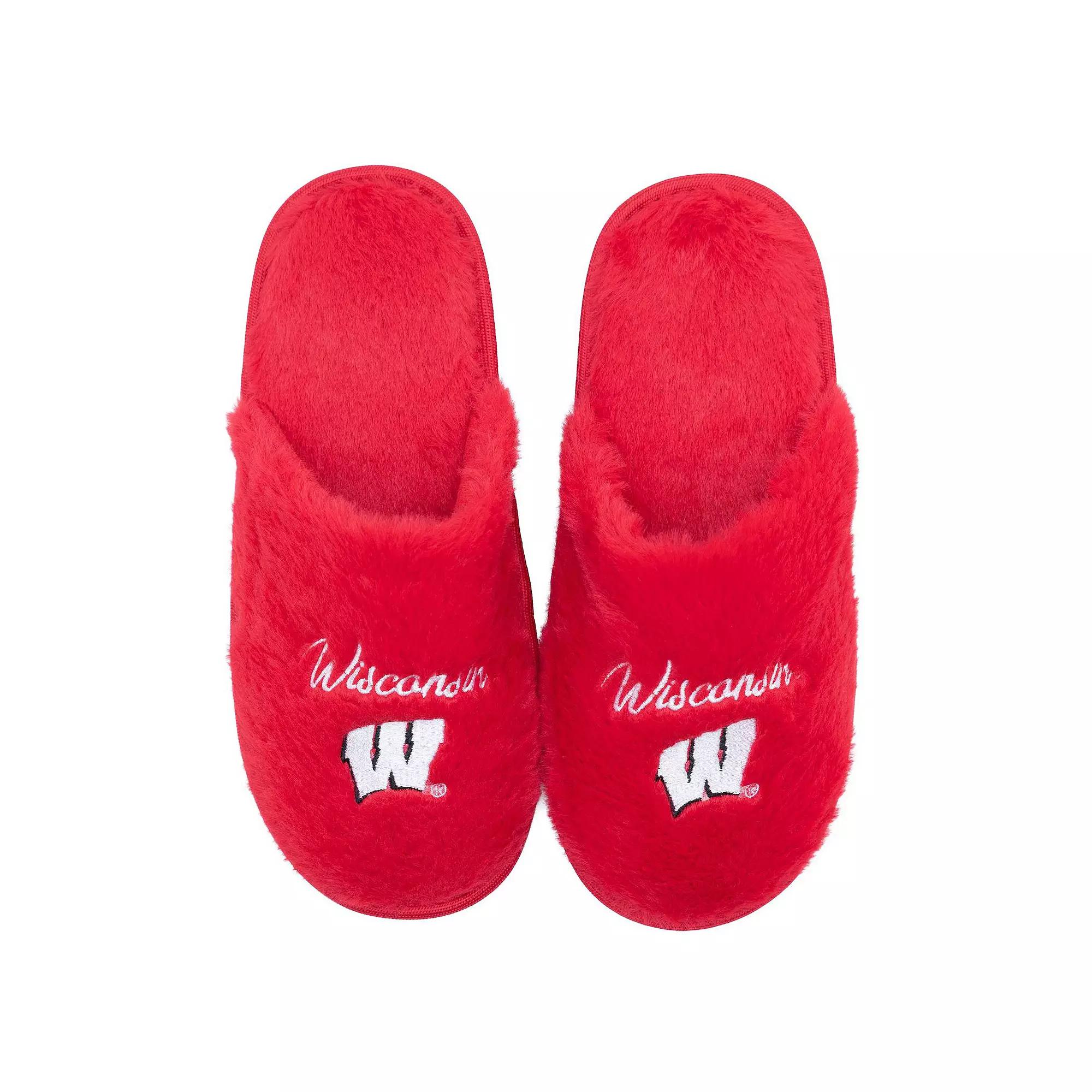 Women's ZooZatz Wisconsin Badgers Team Faux Fur Slippers,  Product Image