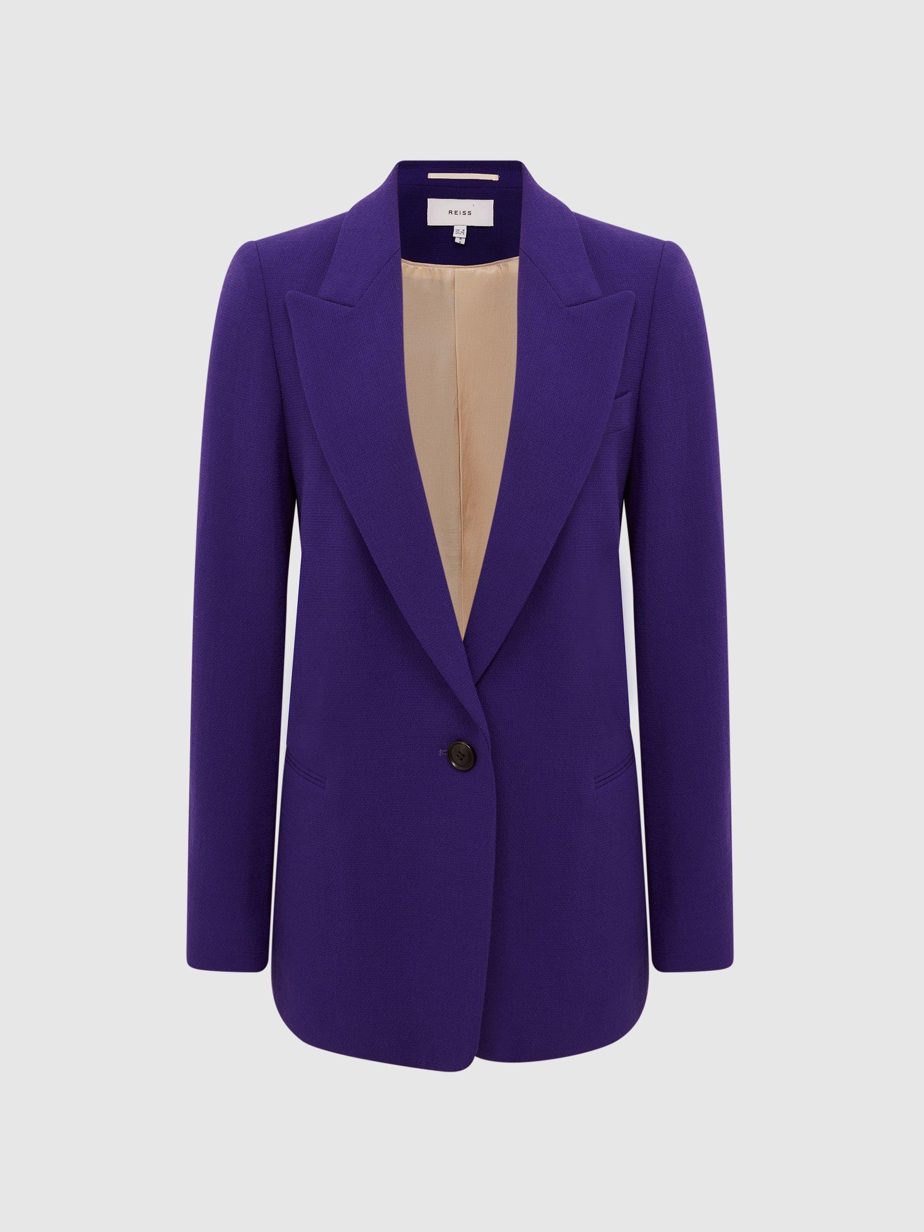 Slim Fit Single Breasted 100% Wool Blazer in Purple Product Image