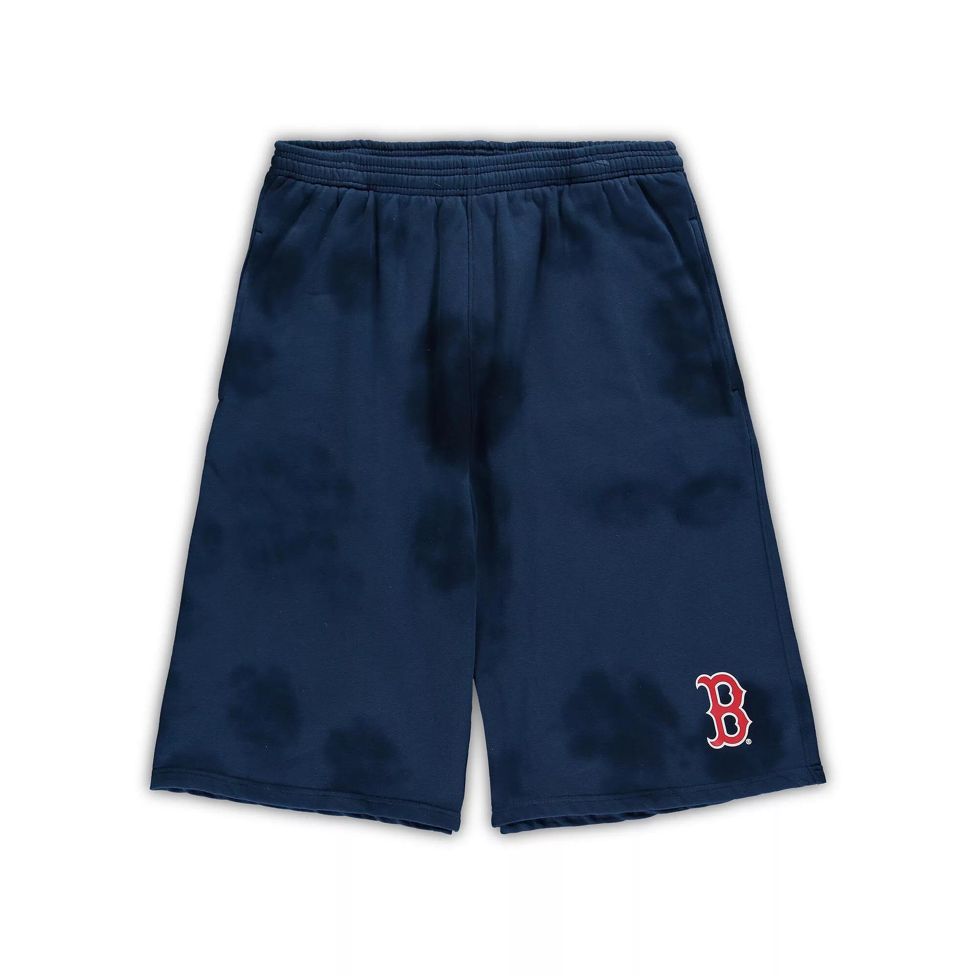 Men's Navy Boston Red Sox Big & Tall Tye Dye Fleece Shorts,  Product Image