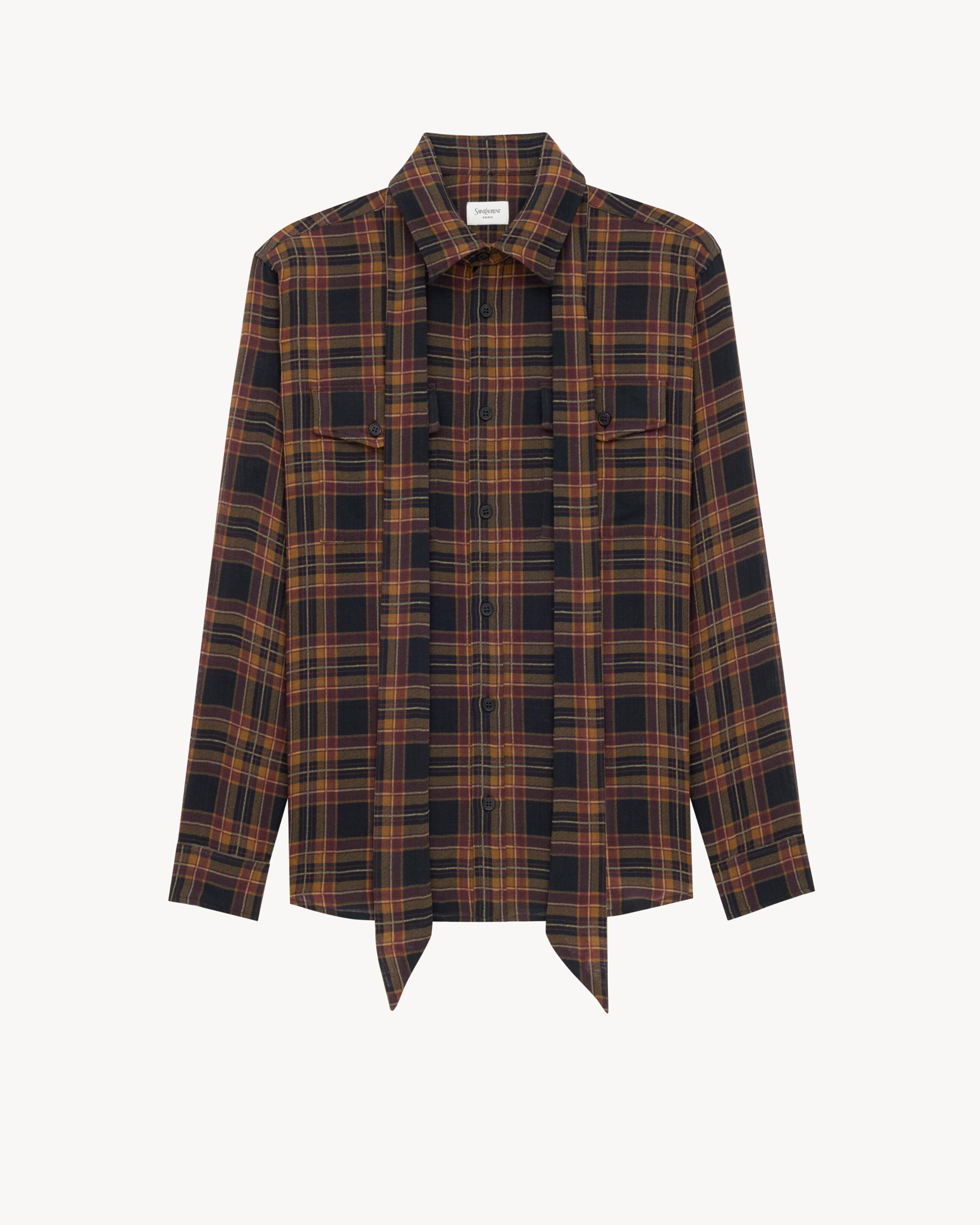 CASSANDRE lavallière shirt in wool tartan Product Image