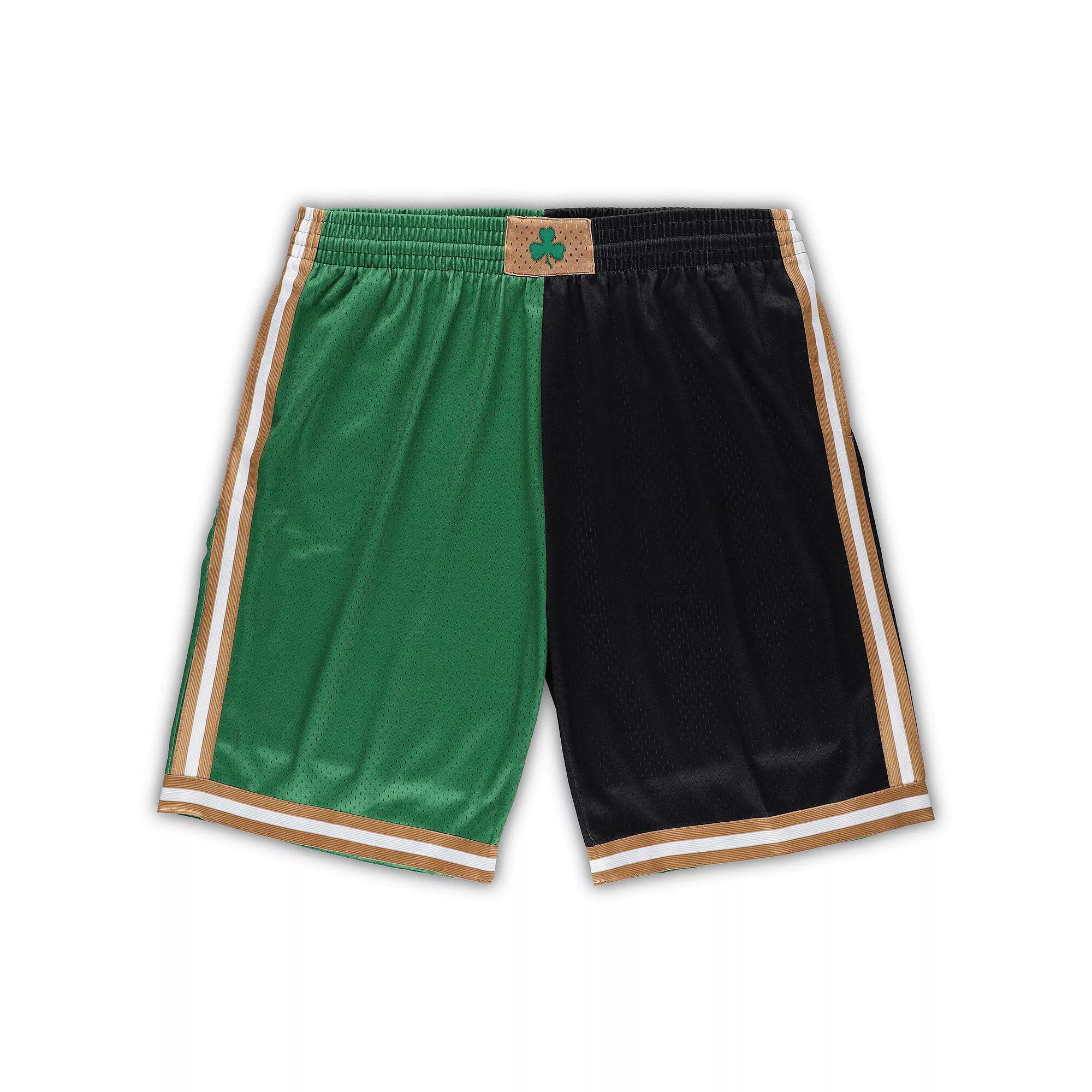 Men's Mitchell & Ness Kelly Green/Black Boston Celtics Big & Tall Hardwood Classics Split Swingman Shorts, Size: 5XB Product Image