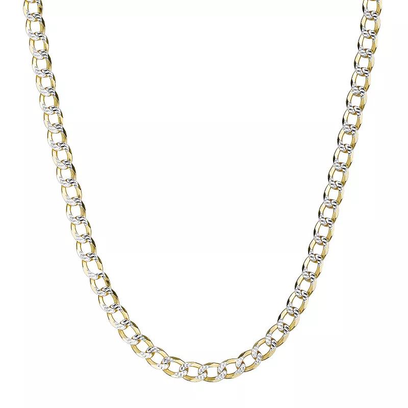 Men's LYNX 14k Gold Over Silver 6.4mm Pave Cuban Chain Necklace, Size: 20", Gold Tone Product Image