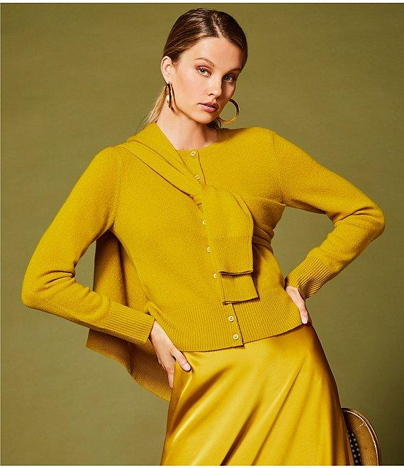 Antonio Melani Lindsay Crew Neckline Long Sleeve Button Front Cashmere Cardigan Product Image