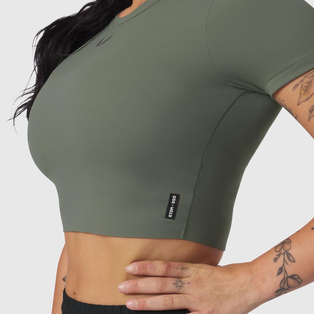 W019. LYCRA® Cropped Tee - Sage Product Image