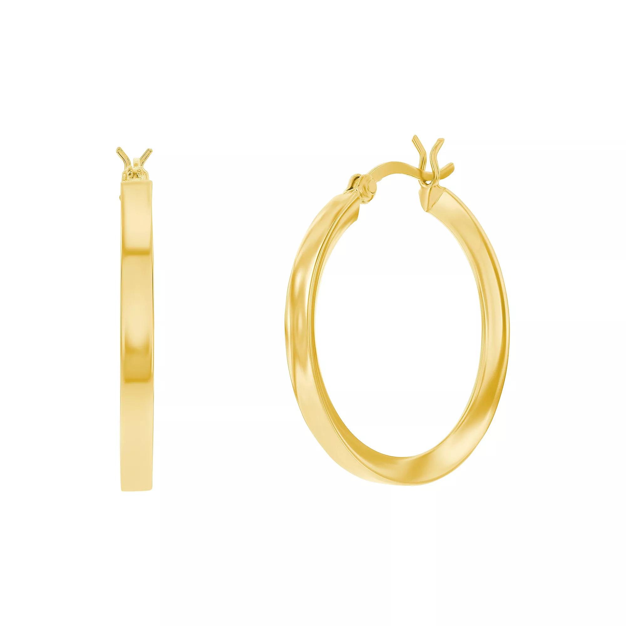 Argento Bella Fancy Flat Hoop Earrings, Women's, Gold Tone Product Image