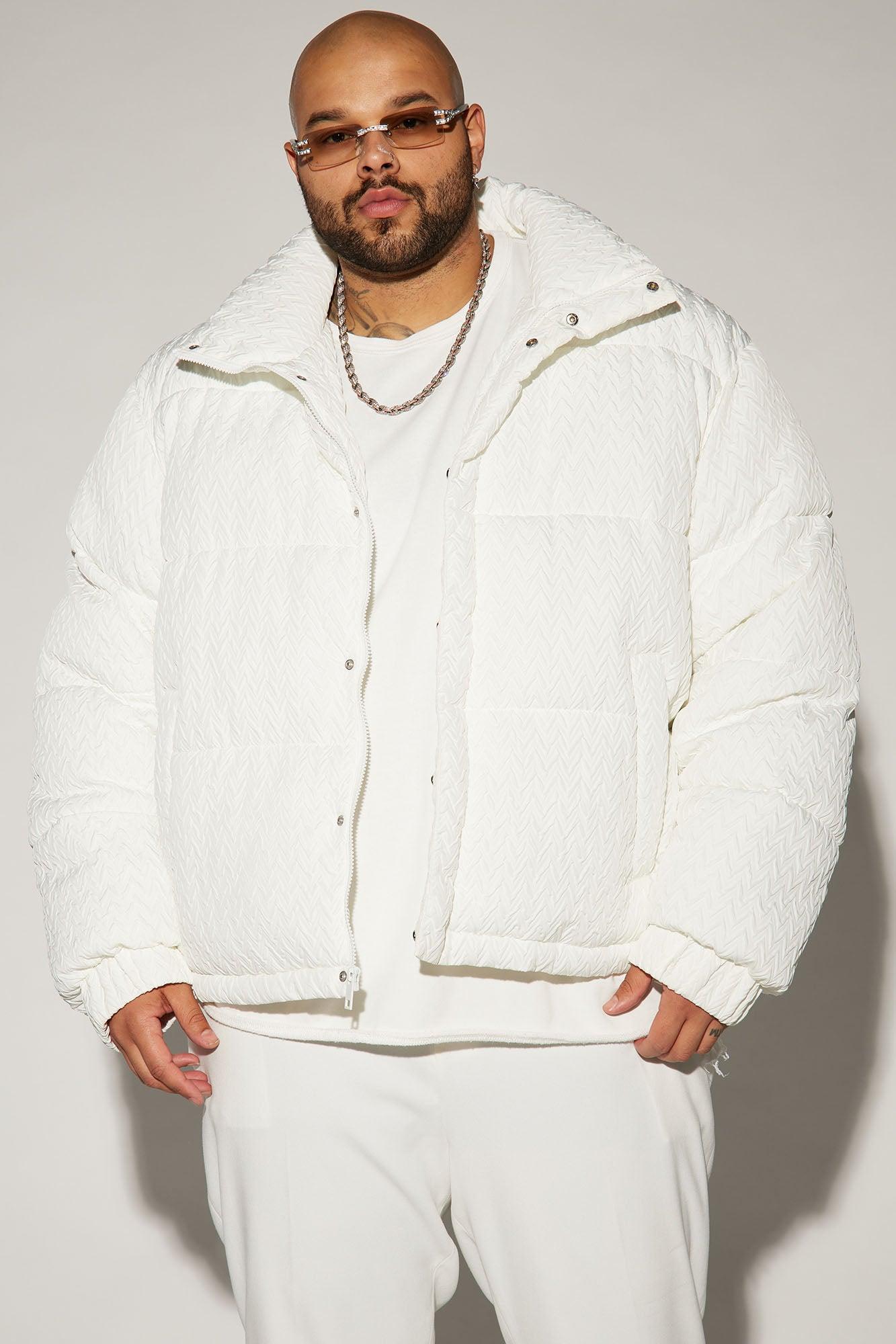 Apex Textured Nylon Puffer Jacket - White Product Image