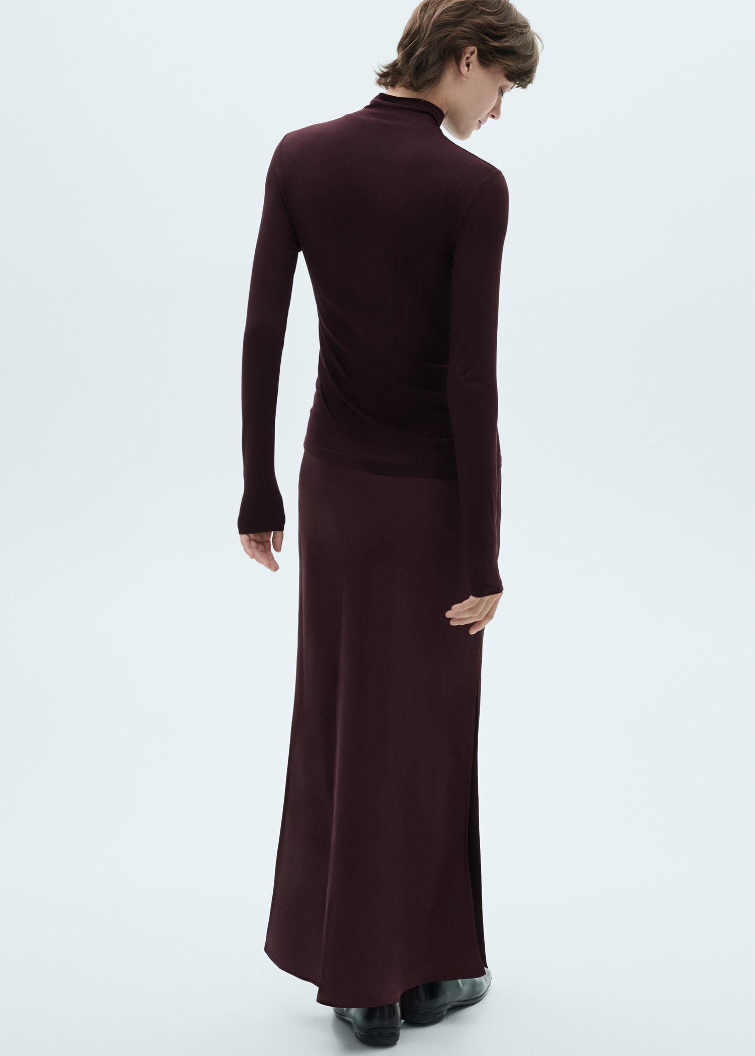 Long-sleeved t-shirt with perkins neck - Women | MANGO USA Product Image