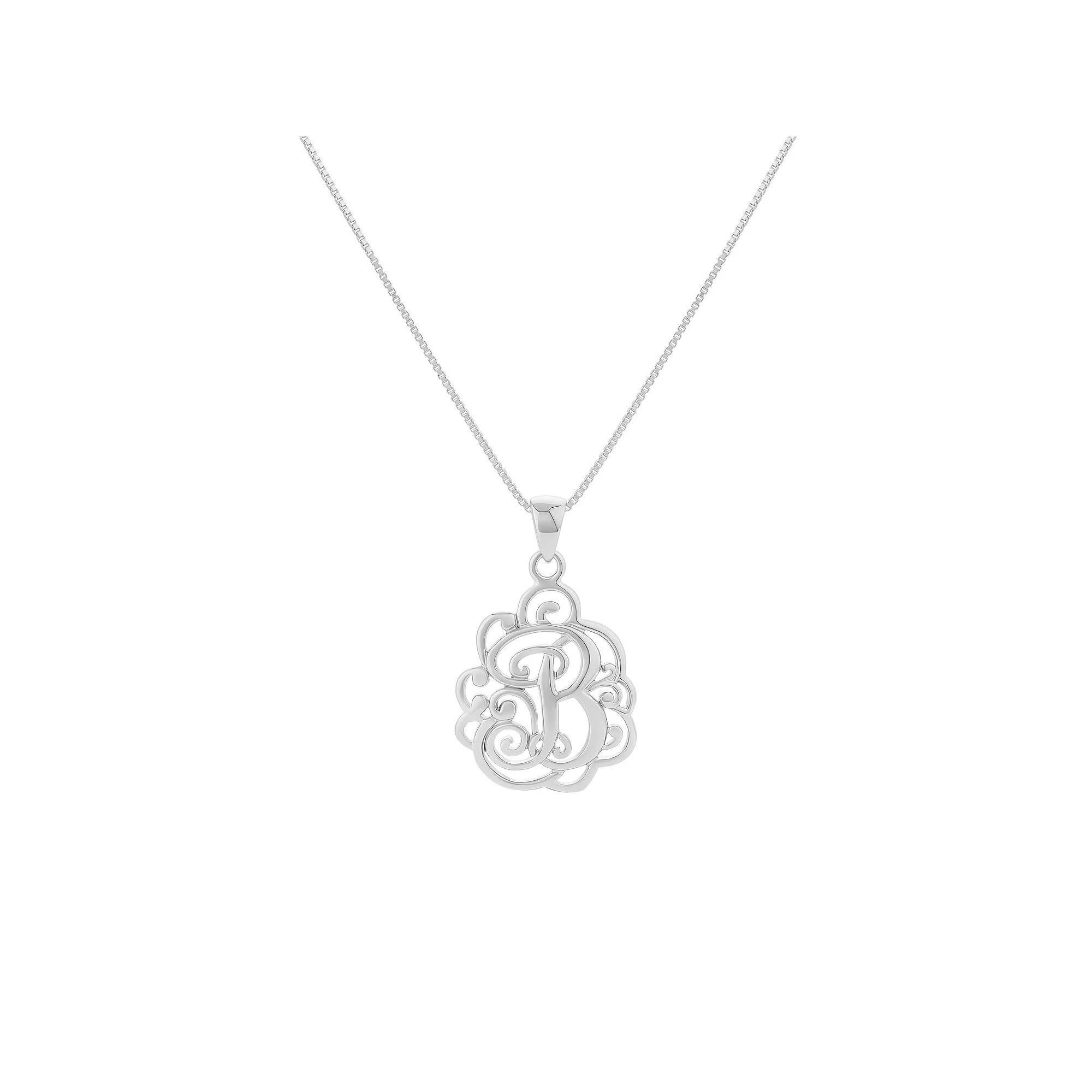 PRIMROSE Sterling Silver Monogram Initial Pendant Necklace, Women's, Size: 18", Silver Tone L Product Image