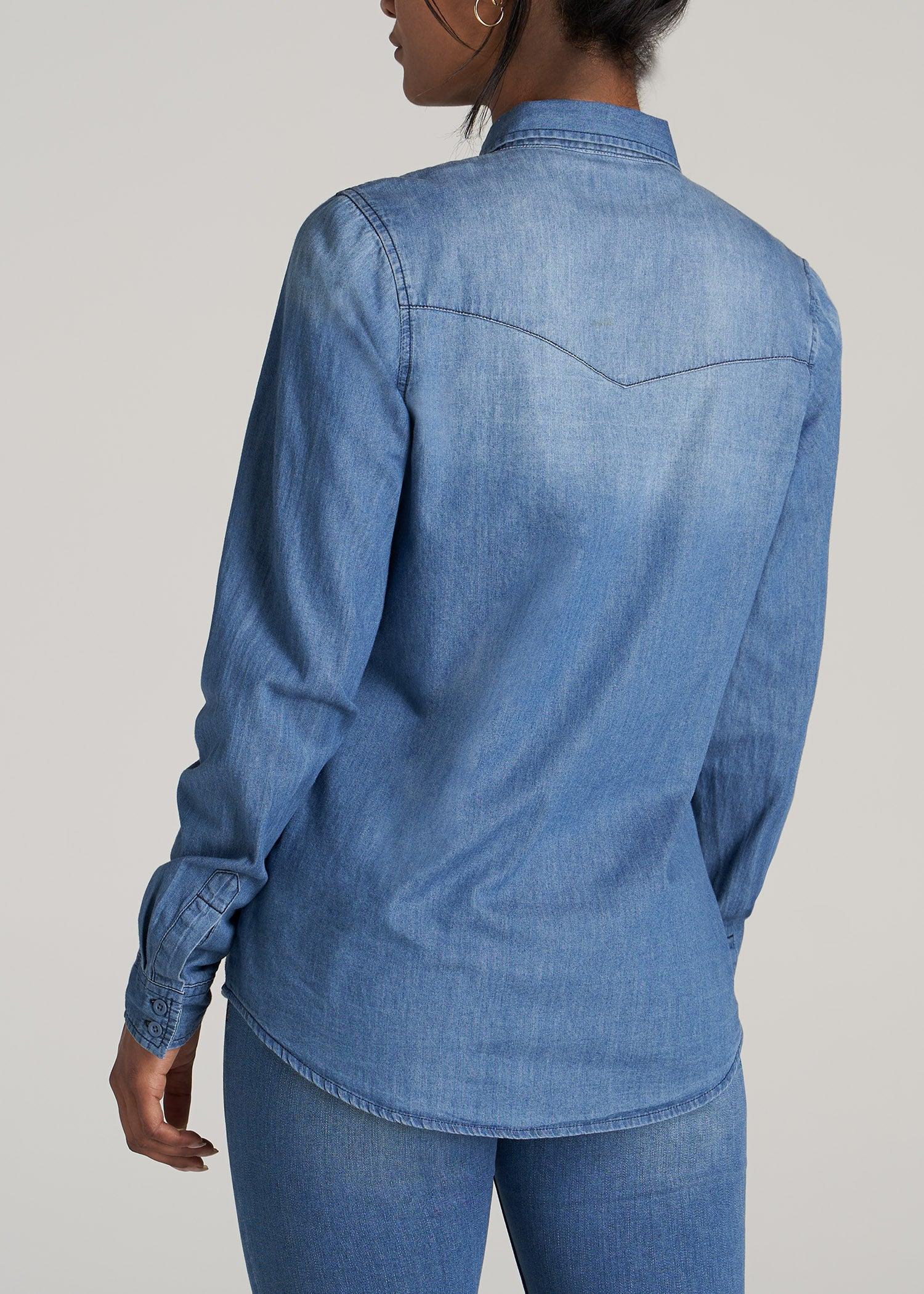 Denim Shirt for Tall Women in Faded Blue Female Product Image