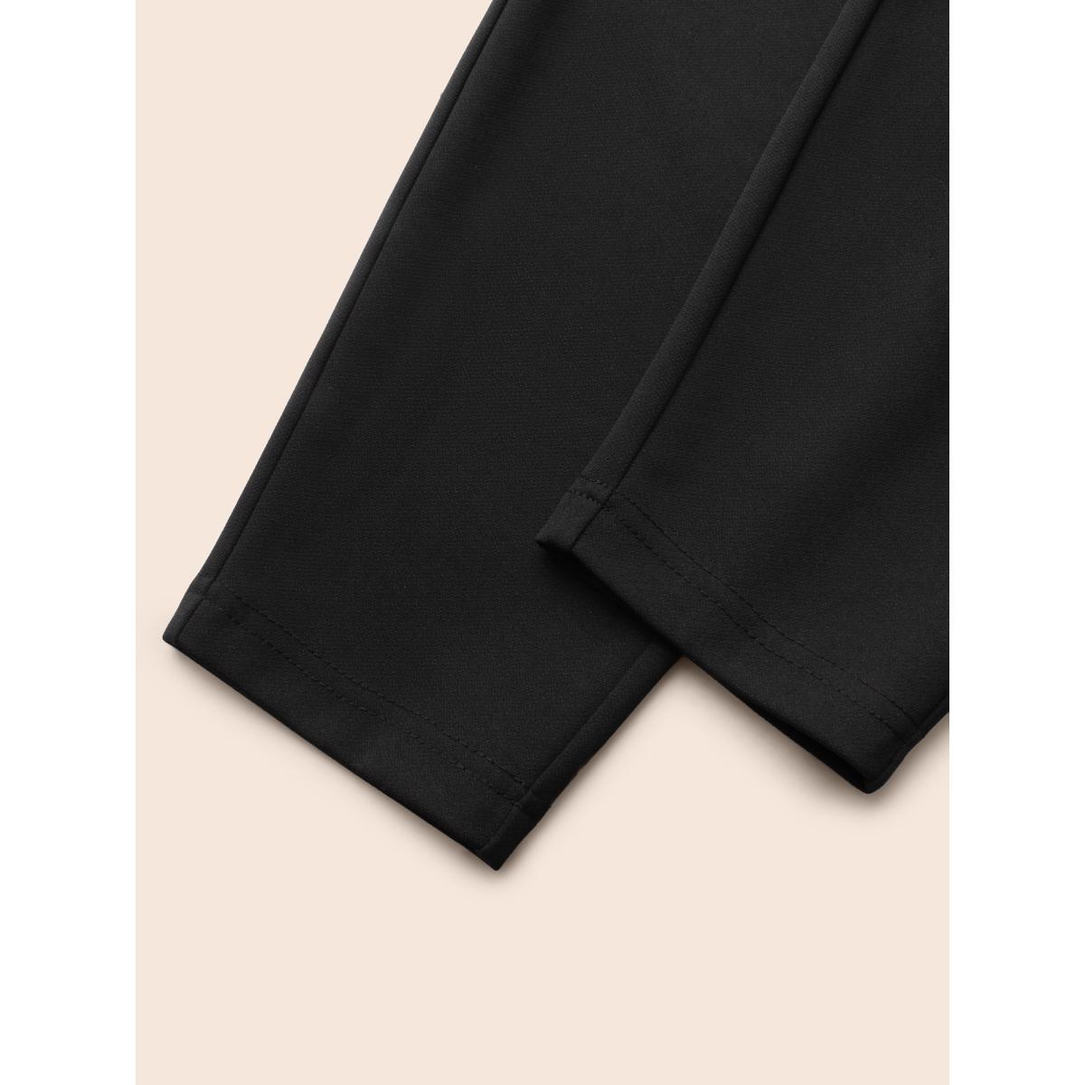 Plus Size High Rise Button Detail Stretchy Pants Women Black Workwear Essentials Skinny High Rise Office Pants BloomChic 12/L Product Image