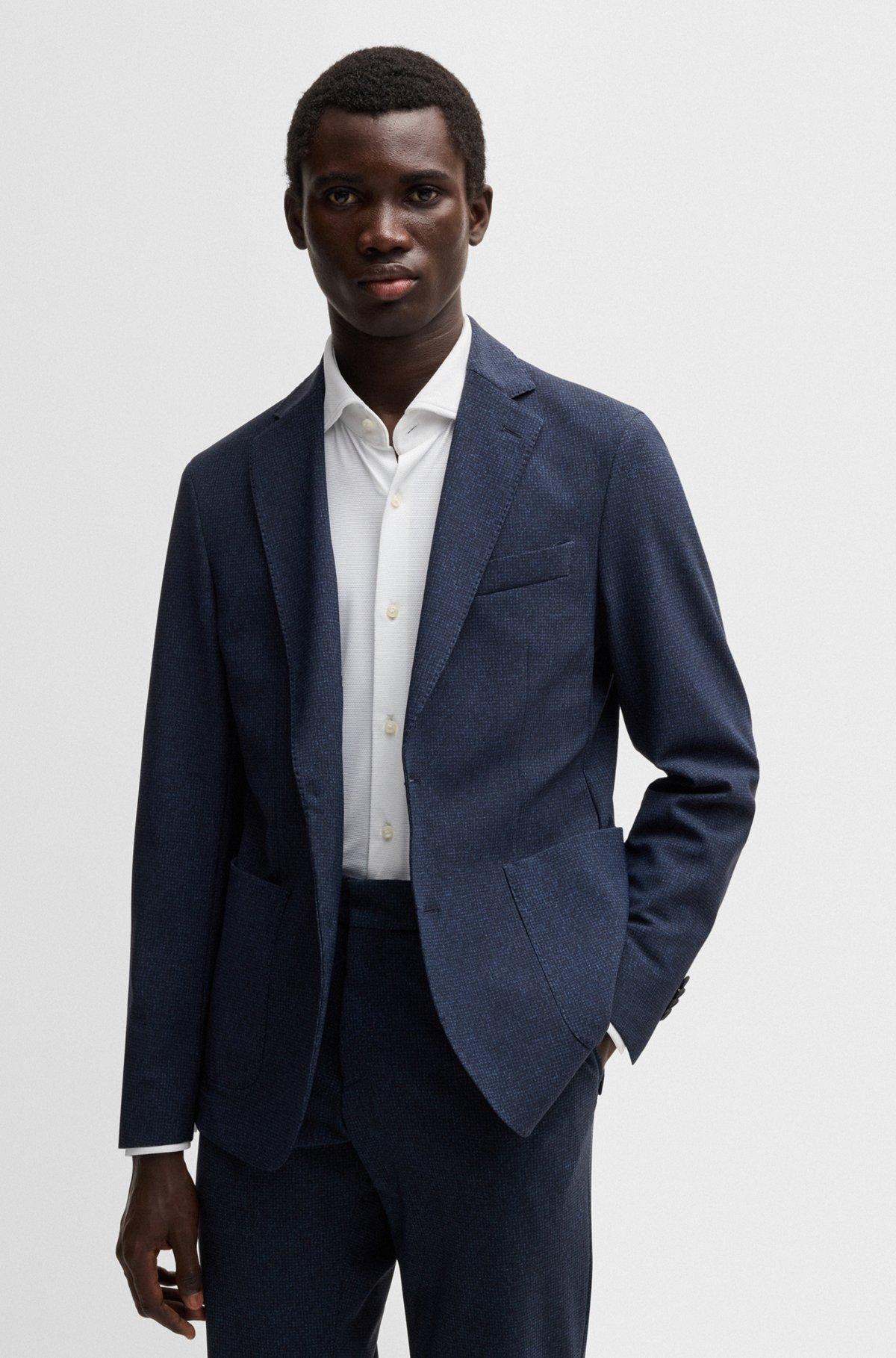 Slim-fit shirt in structured performance-stretch jersey Product Image