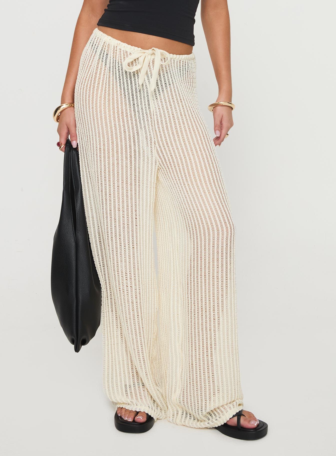 Darcie Knit Pants Beige Product Image