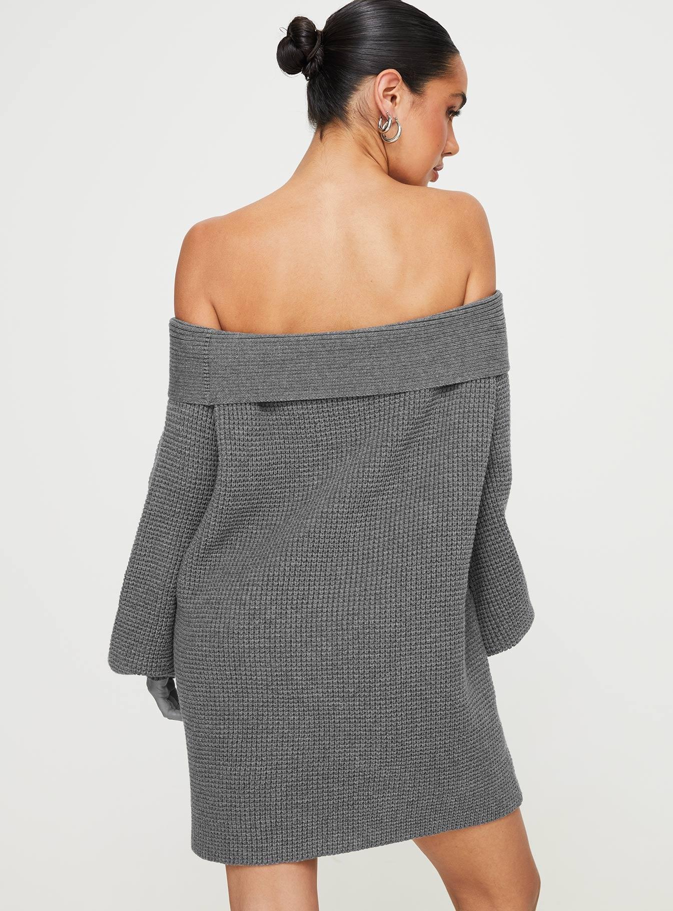 Deya Off The Shoulder Mini Dress Grey Product Image