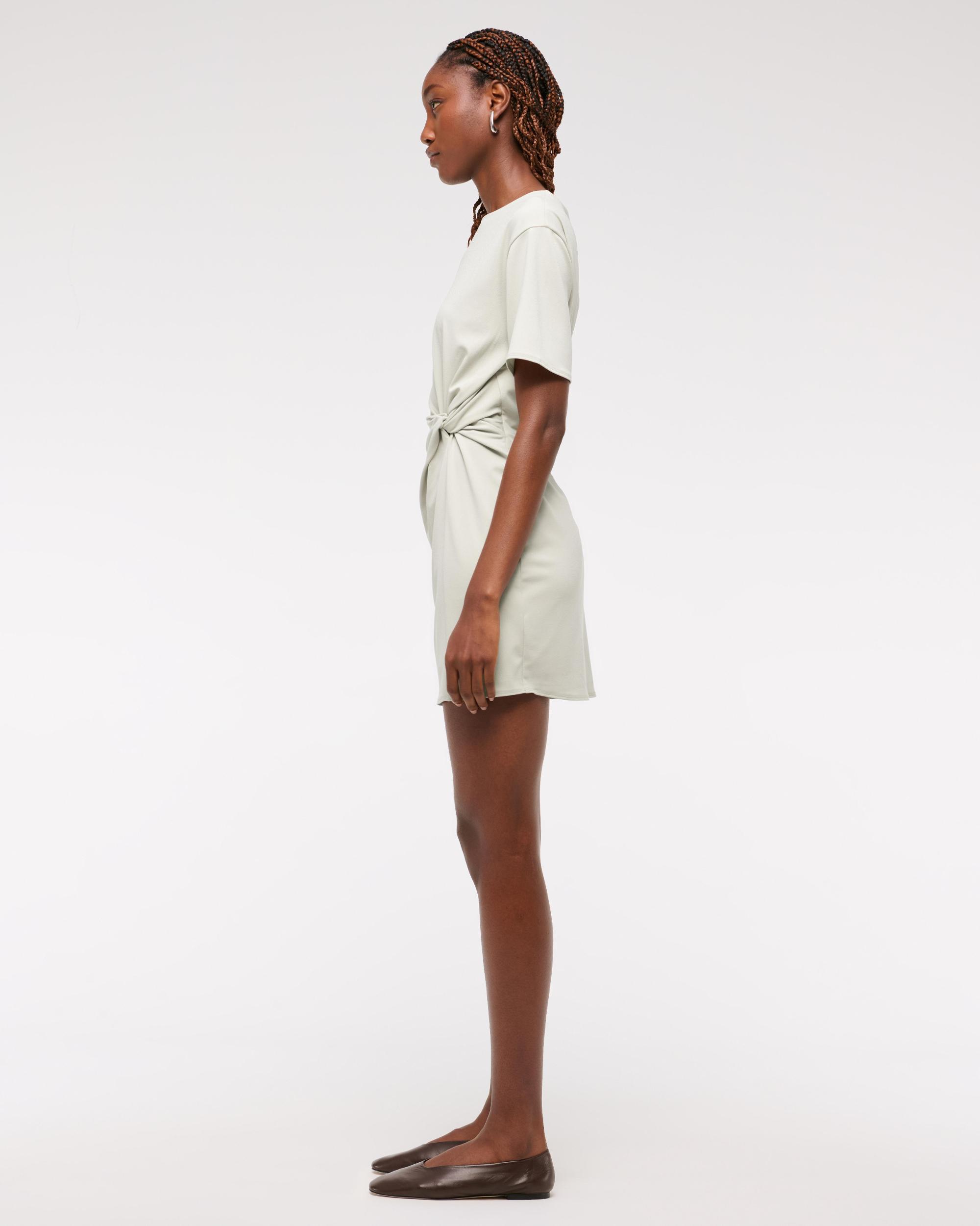 Side-Knot Knit Mini Dress Product Image