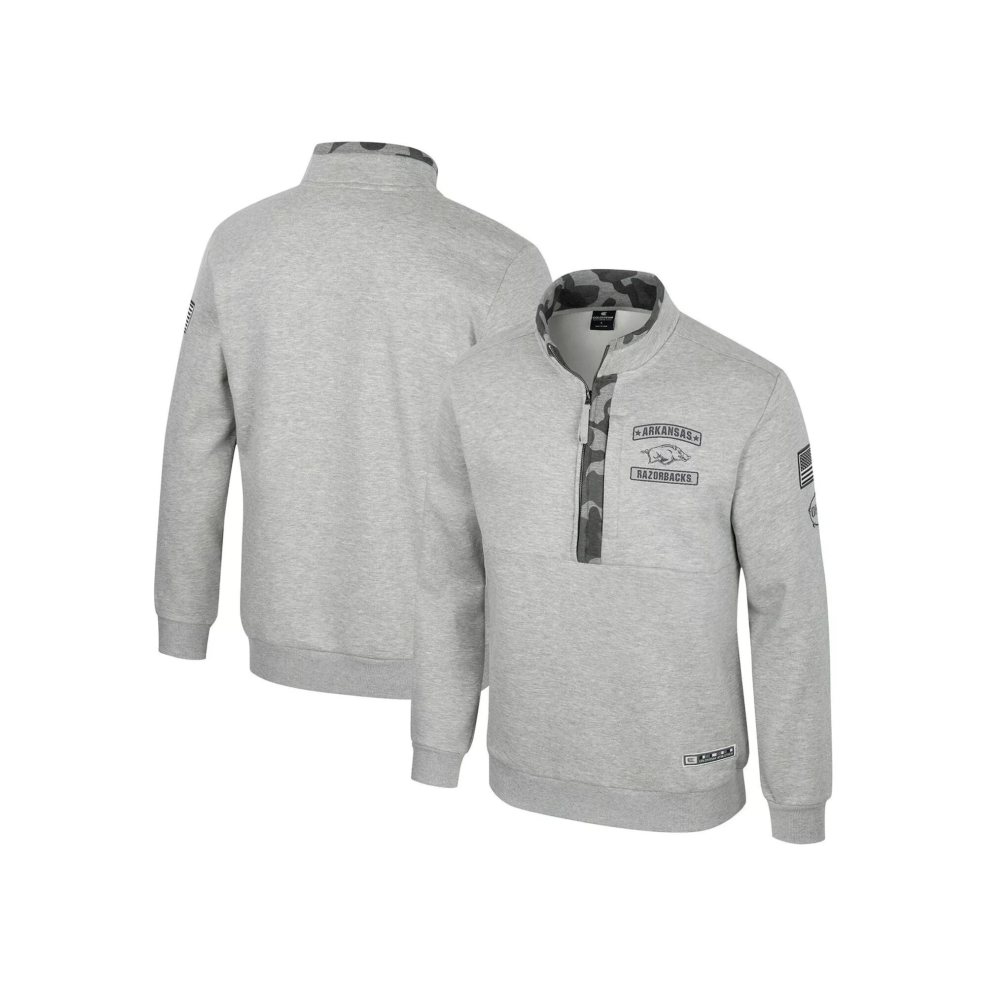 Men's Colosseum Heather Gray Maryland Terrapins OORAH OHT Military Appreciation Fleece Quarter-Zip Jacket,  Product Image