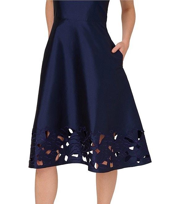 Adrianna Papell Taffeta Cut-Out Boat Neck Sleeveless Fit & Flare Midi Dress Product Image