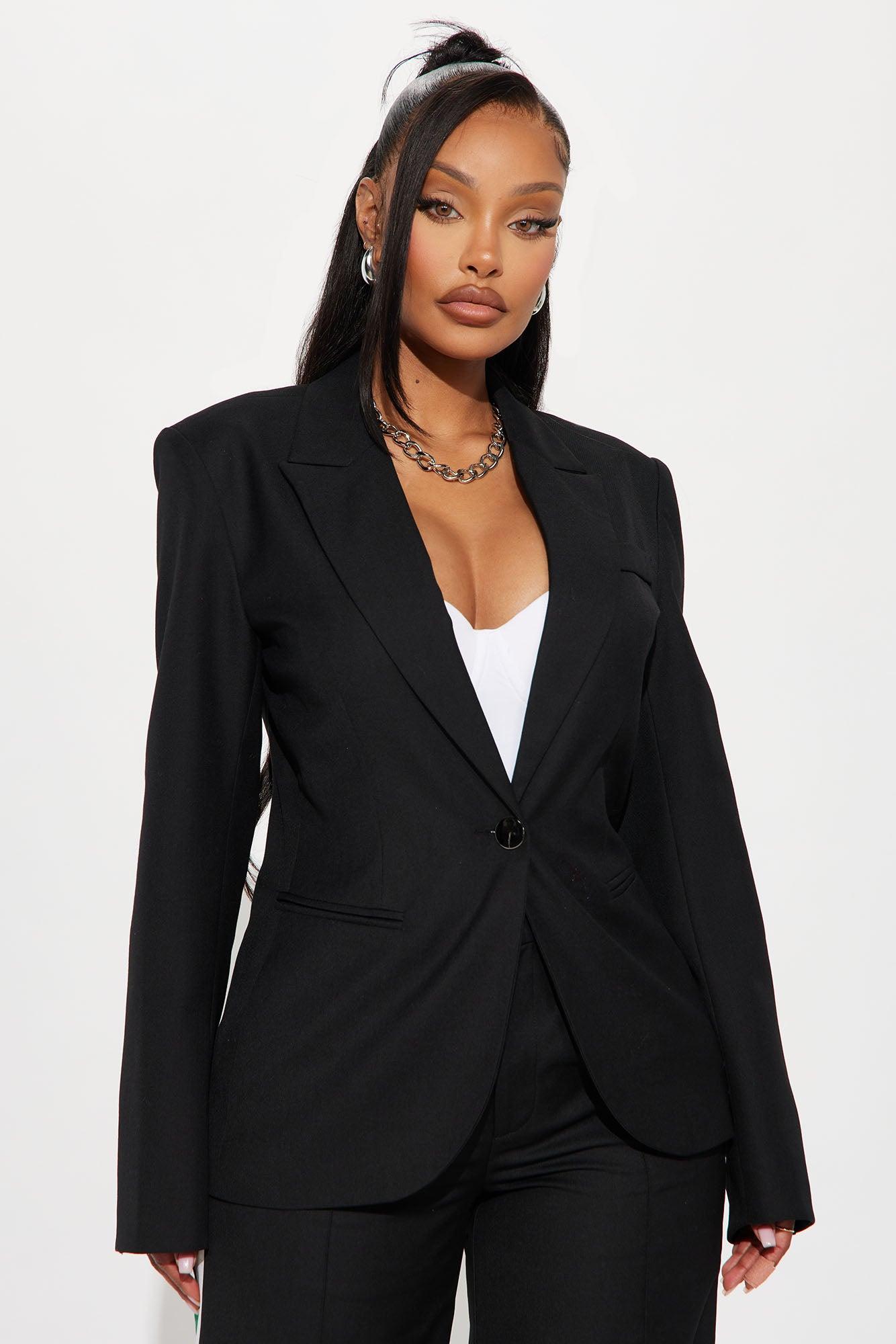 On A Deadline Blazer Pant Set - Black Product Image