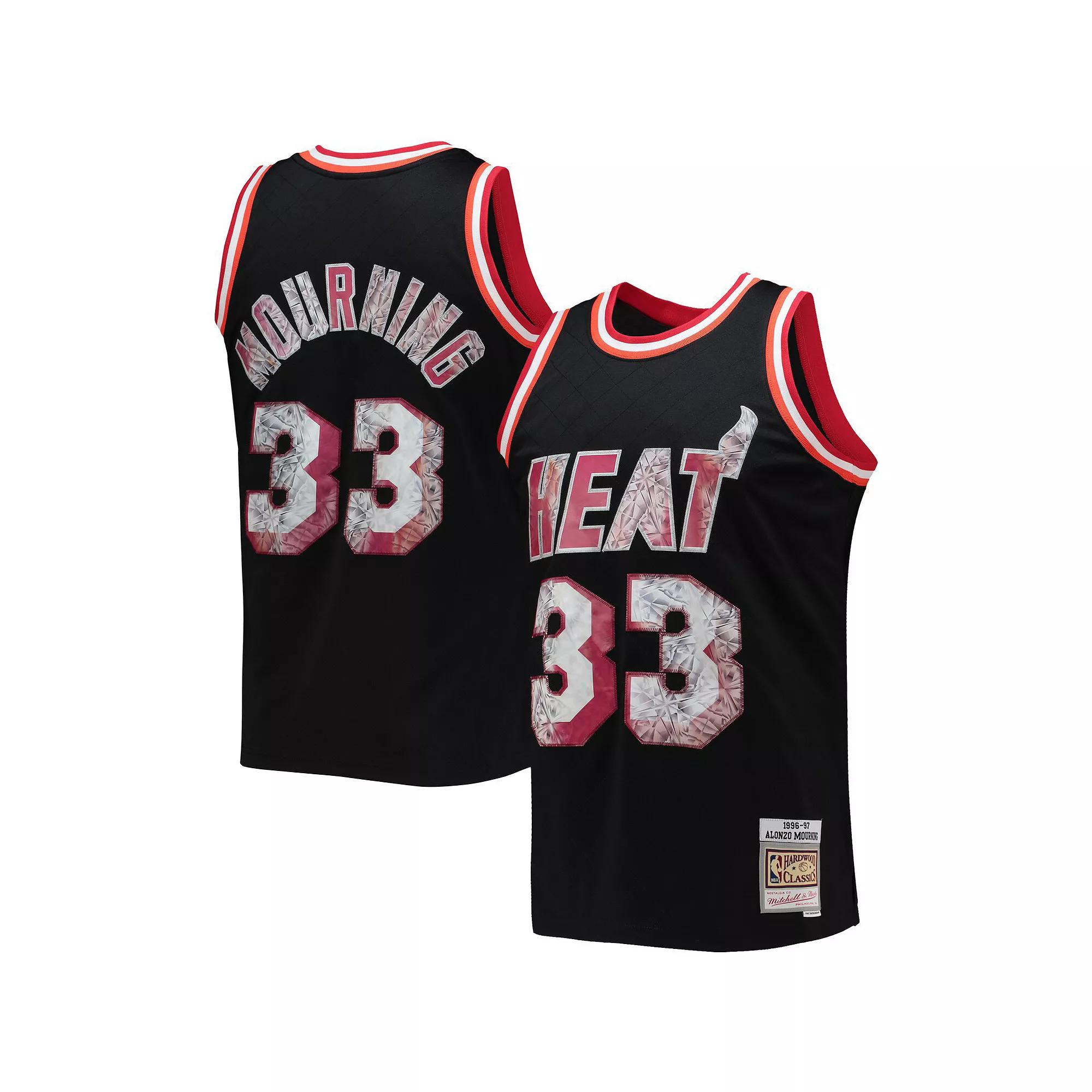 Men's Mitchell & Ness Alonzo Mourning Black Miami Heat 1996-97 Hardwood Classics NBA 75th Anniversary Diamond Swingman Jersey, Size: Medium Product Image