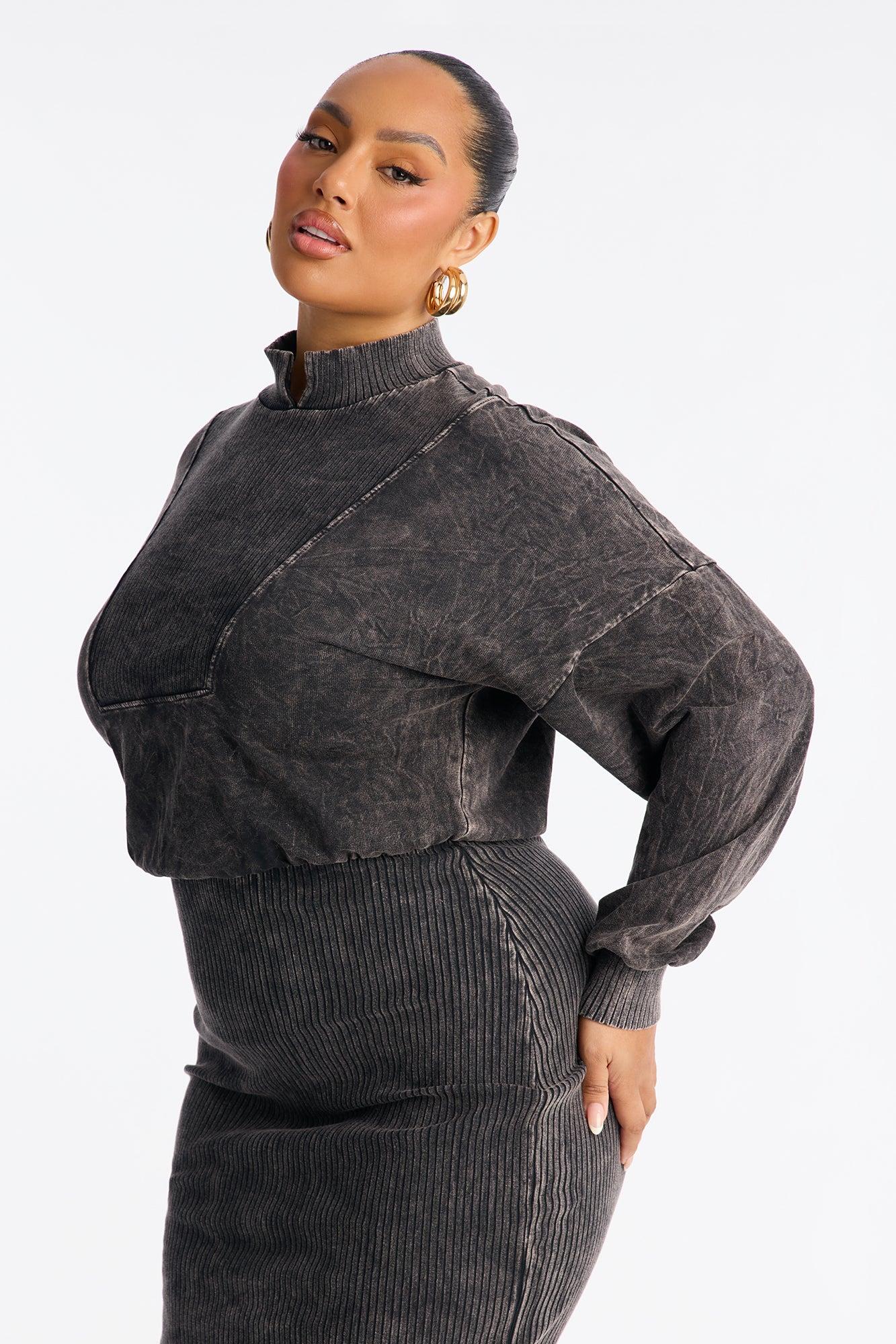 Chey Sweater Midi Dress - Black Female Product Image