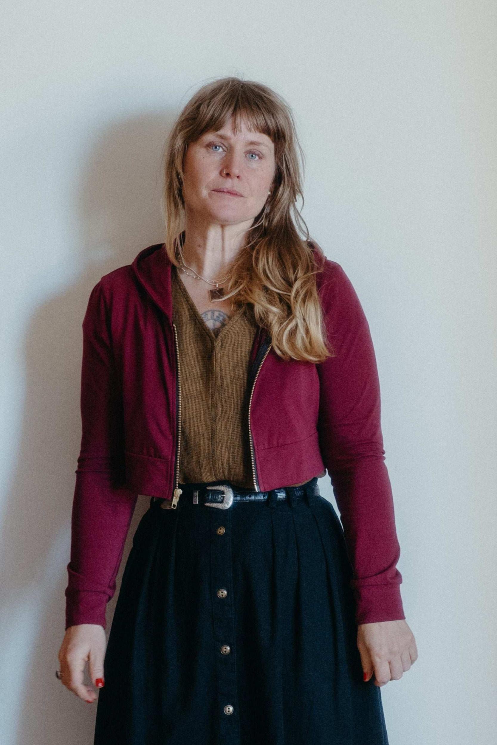 Cropped Hoodie In Merlot Product Image