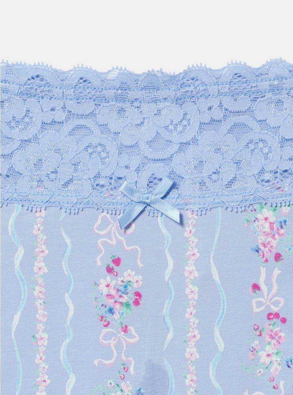 Cotton Mid-Rise Lace Trim Thong Panty Product Image