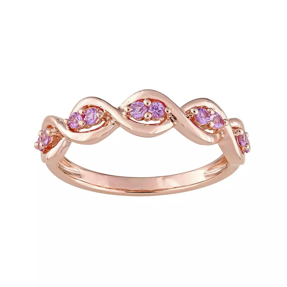 Stella Grace 14k Rose Gold Pink Sapphire Wavy Ring, Women's,  Product Image