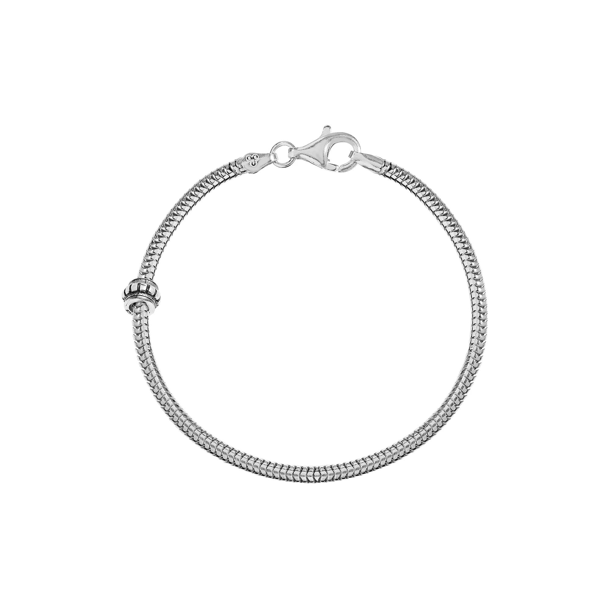 Individuality Beads Sterling Silver Snake Chain Bracelet & Stopper Bead Set - 7 1/2-in., Women's, Size: 7.5" Product Image