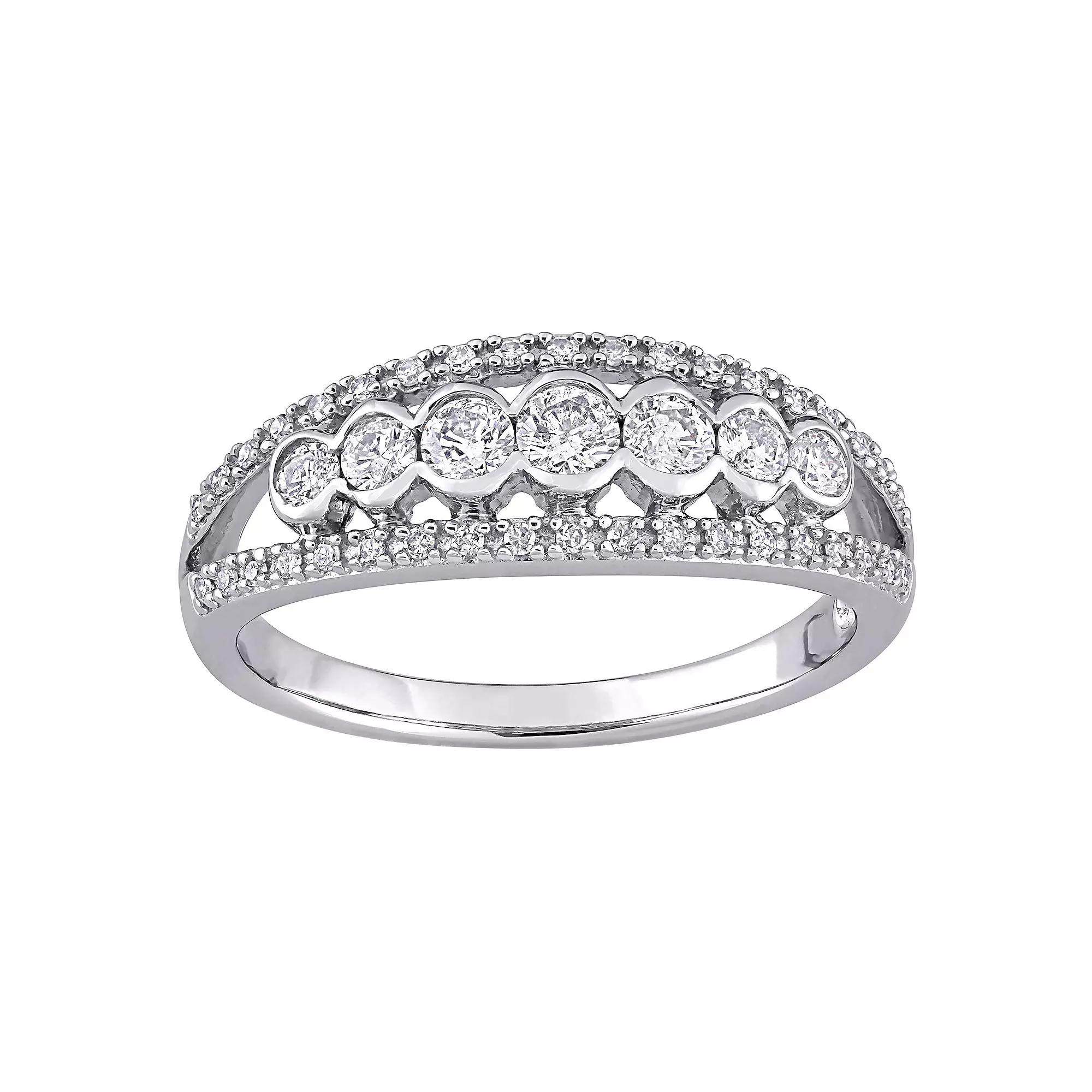Stella Grace 10k White Gold 1/2 Carat T.W. Diamond Split-Shank Ring, Women's, Size: 6.50, 10k Gold Product Image