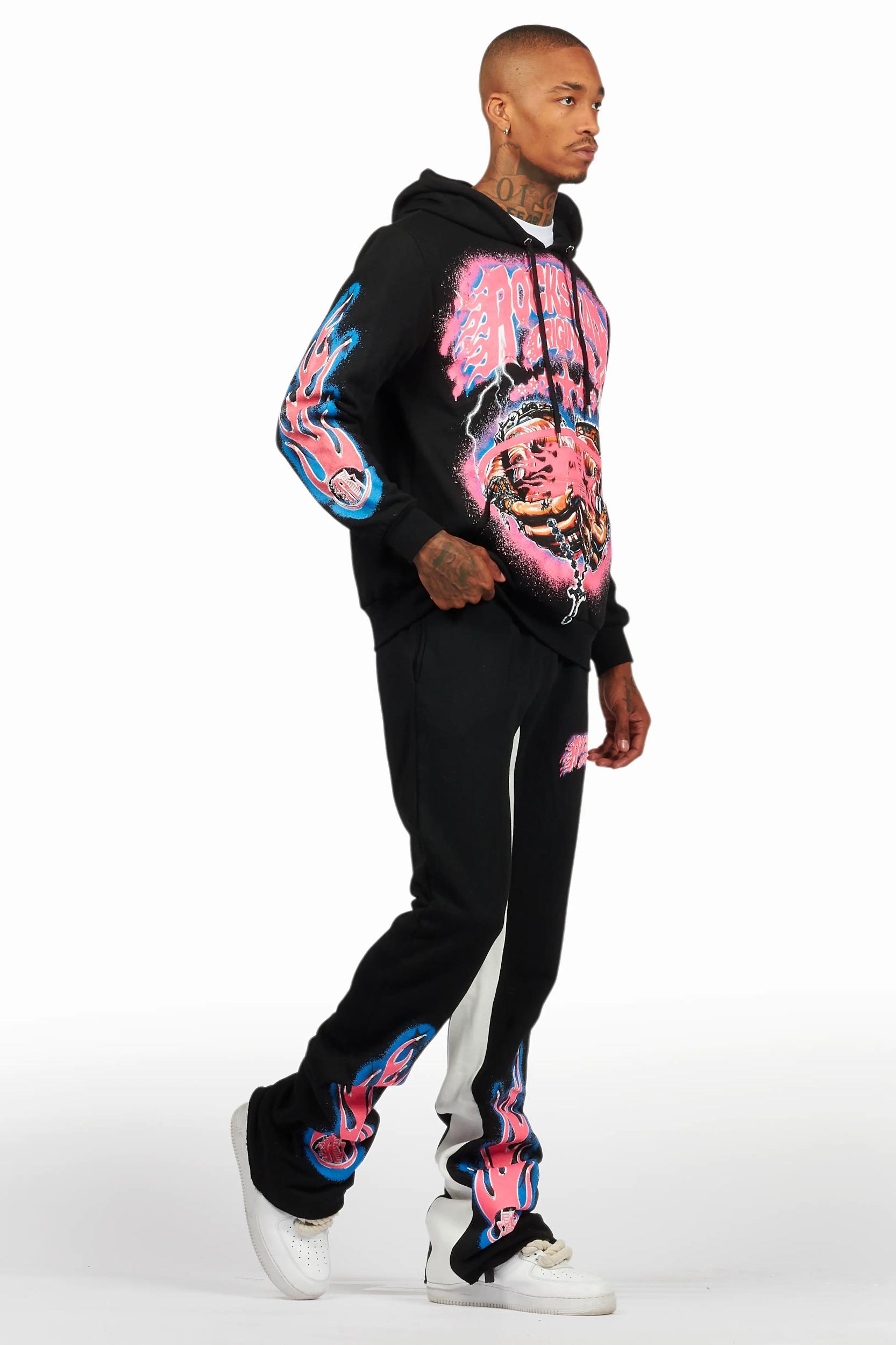 Cairo Black Hoodie/Baggy Track Pant Set Male Product Image