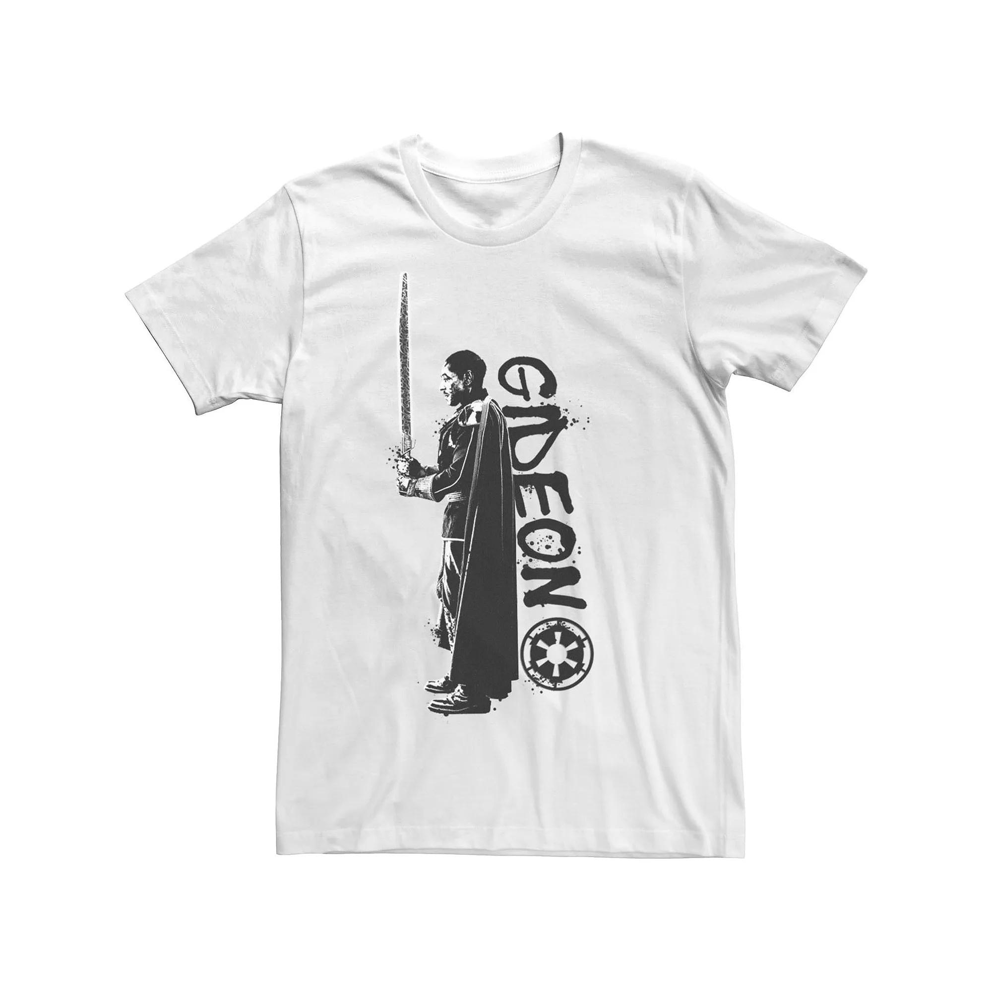 Men's Star Wars The Mandalorian Gideon Splatter Black And White Tee,  Product Image